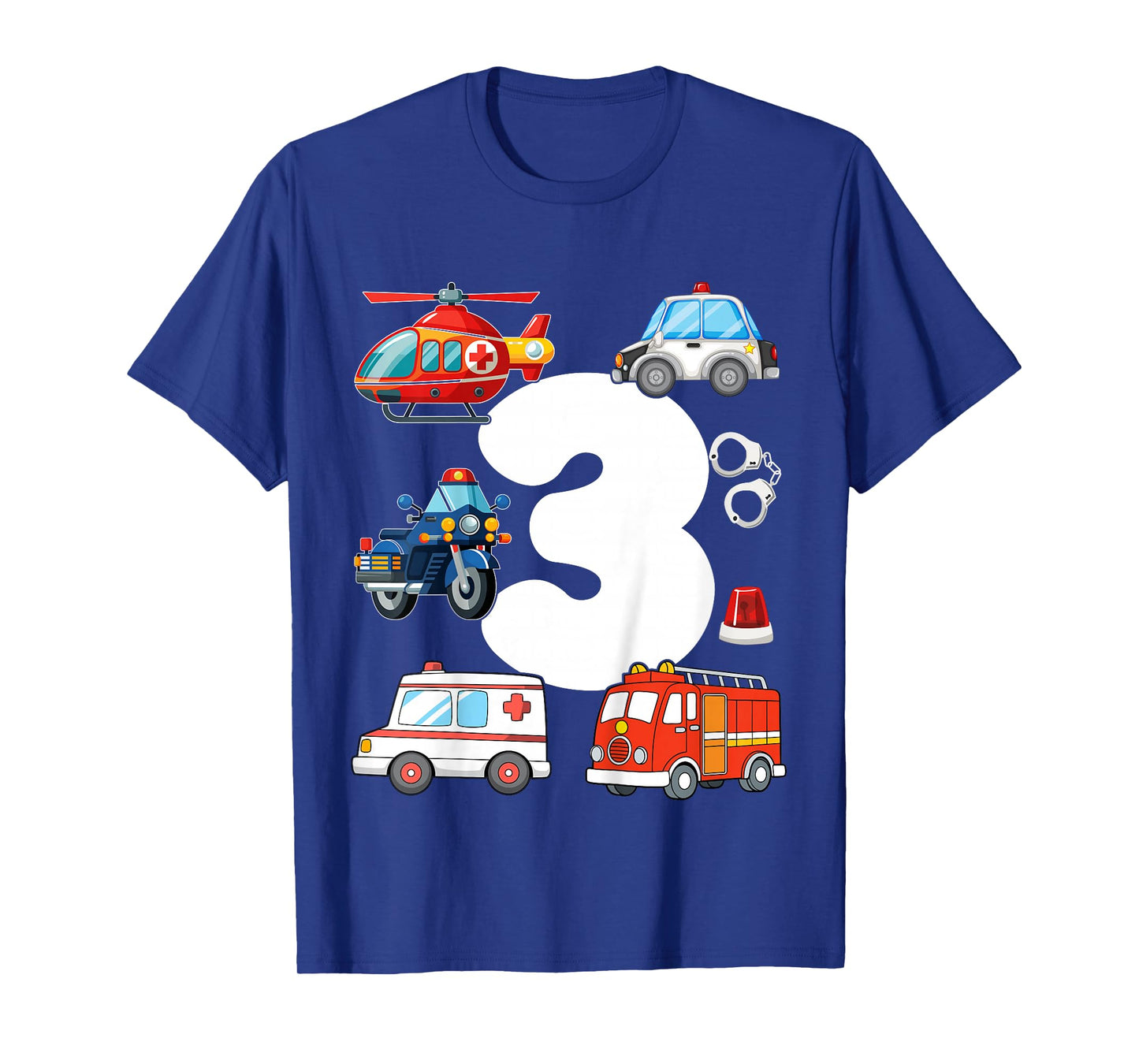 Police Car Rescue Vehicle Kids 3 Years Old 3rd Birthday T-Shirt