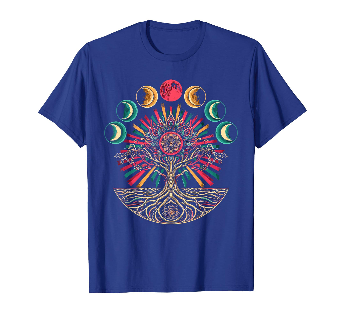 Phases of the Moon Retro 60's 70's Vibe Tree T-Shirt