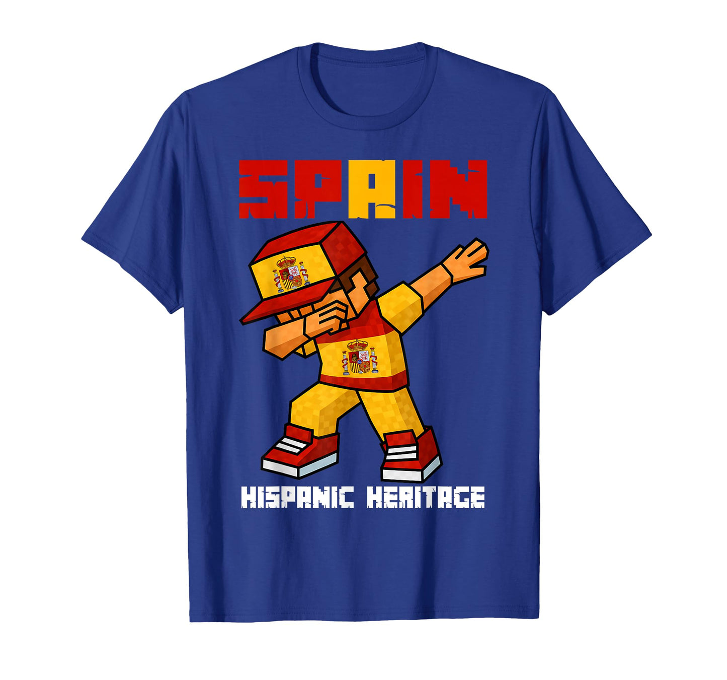 Spain Root Dab Boy Game Pixel Hispanic Heritage Spaniard Kid T-Shirt