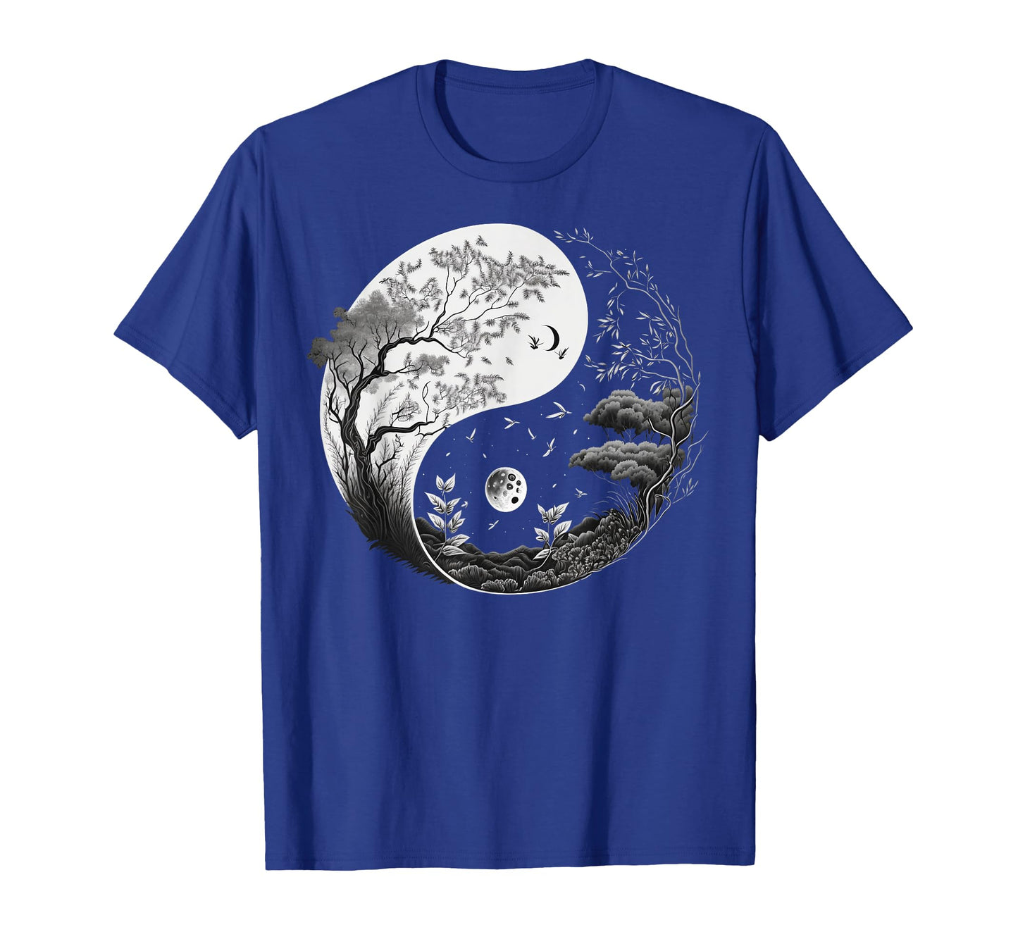 Black and White Taoism Yin Yang on Nature Taijitu Yin Yang T-Shirt