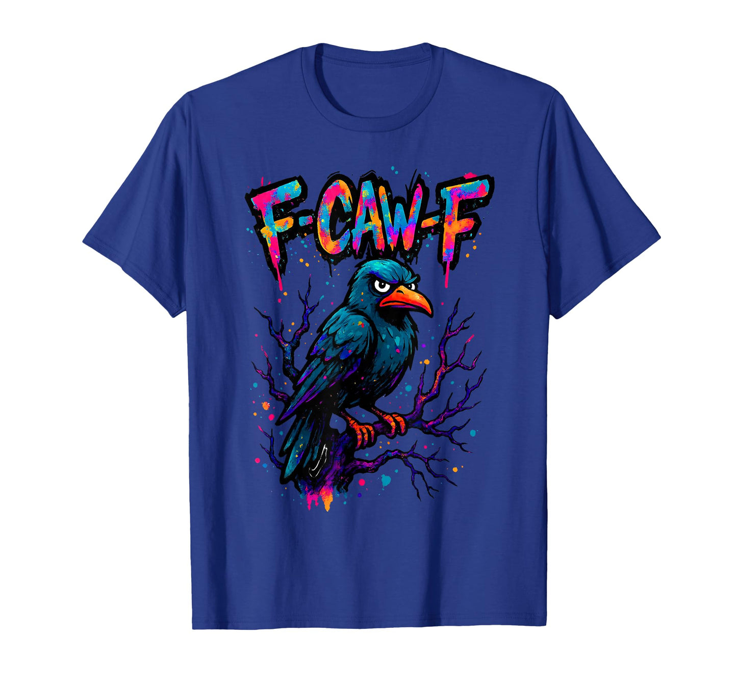 F-Caw-F Funny Raven Black Crow Spooky Season Halloween Retro T-Shirt