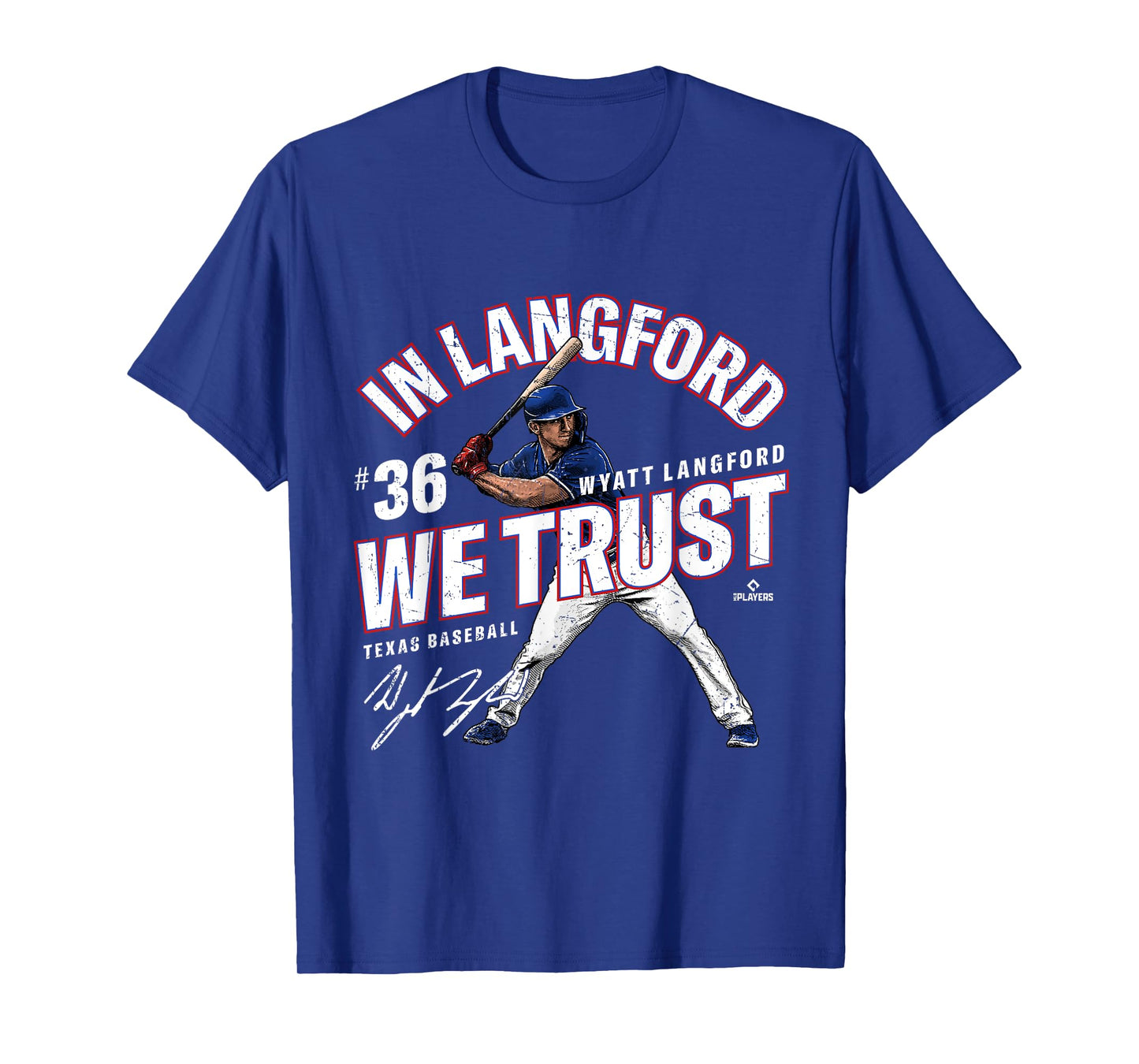 In Langford We Trust Wyatt Langford Texas Baseball MLBPA T-Shirt