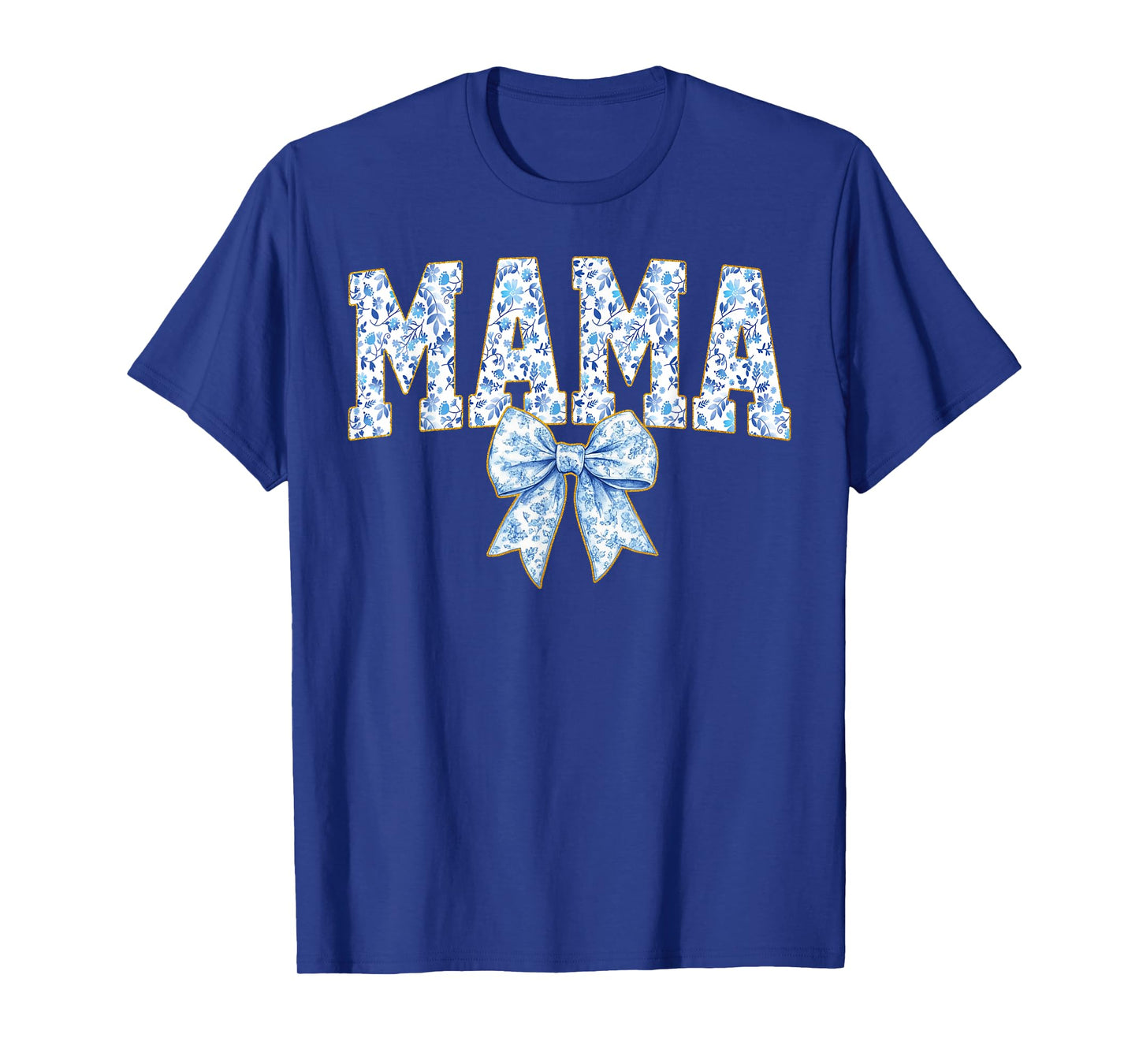 Mama Coquette Bow Groovy Blue Floral Mother's Day Mom Life T-Shirt