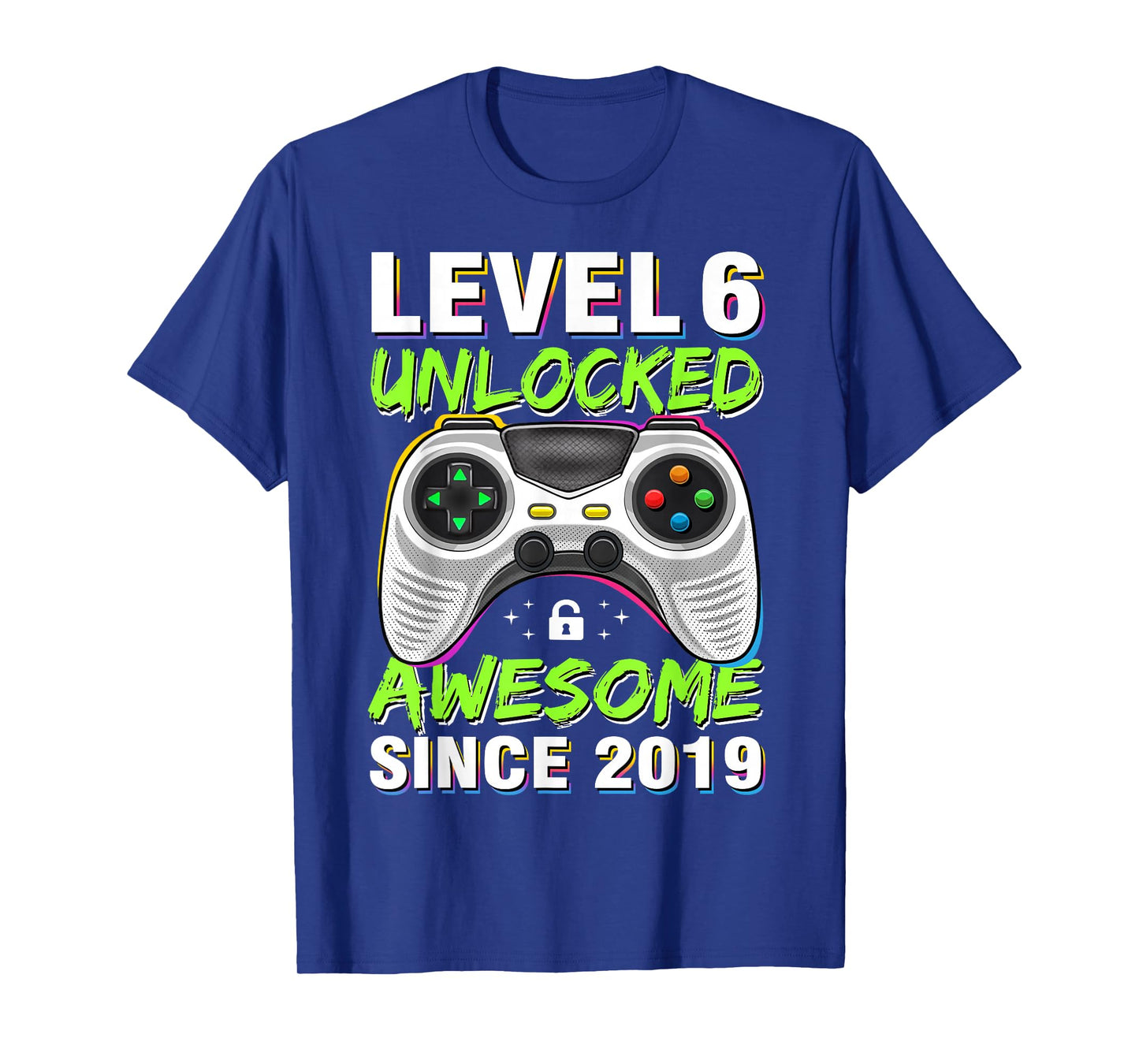 Level 6 Unlocked Awesome Since 2019 6th Birthday Gaming Boys T-Shirt