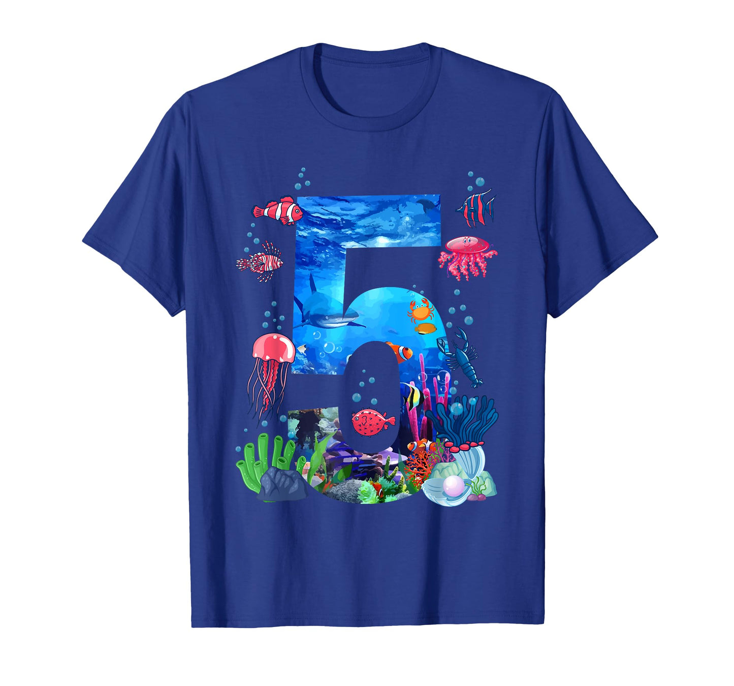 5th Birthday Party Ocean 5 Year Old Sea Fish Aquarium Boy T-Shirt