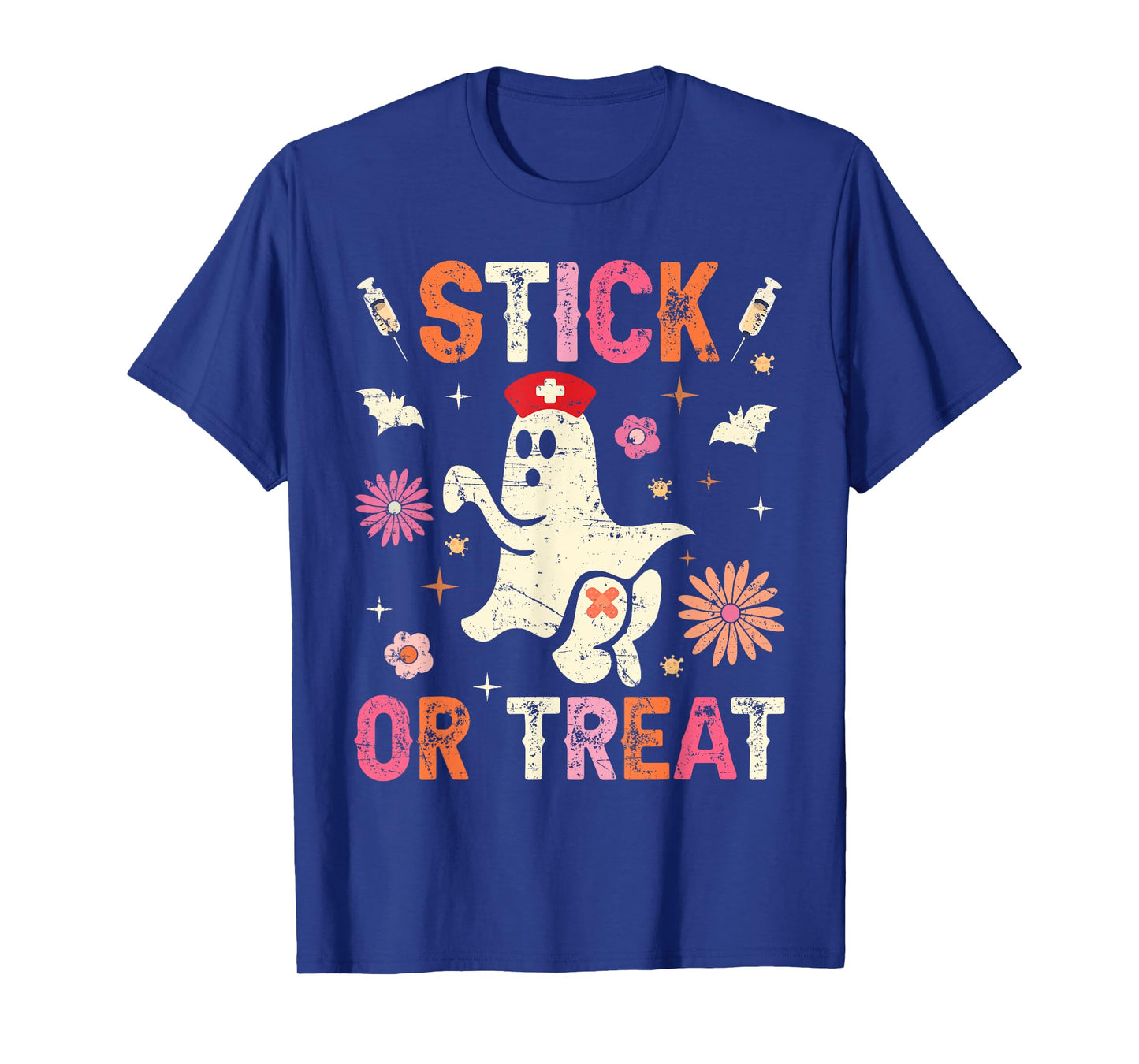 Stick Or Treat Halloween Ghost Nurse Halloween Phlebotomy T-Shirt