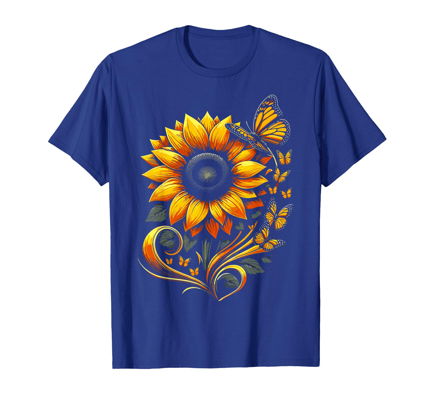 Sunflower Butterfly Floral Nature Art T-Shirt