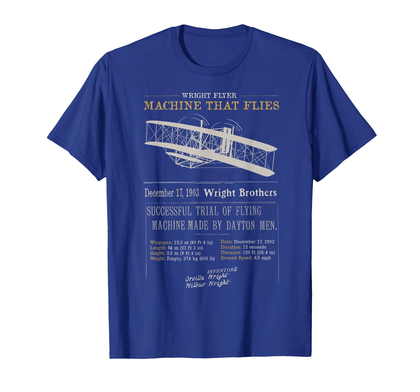Wright Brothers Tribute 1903 Wright Flyer Flight First Plane T-Shirt