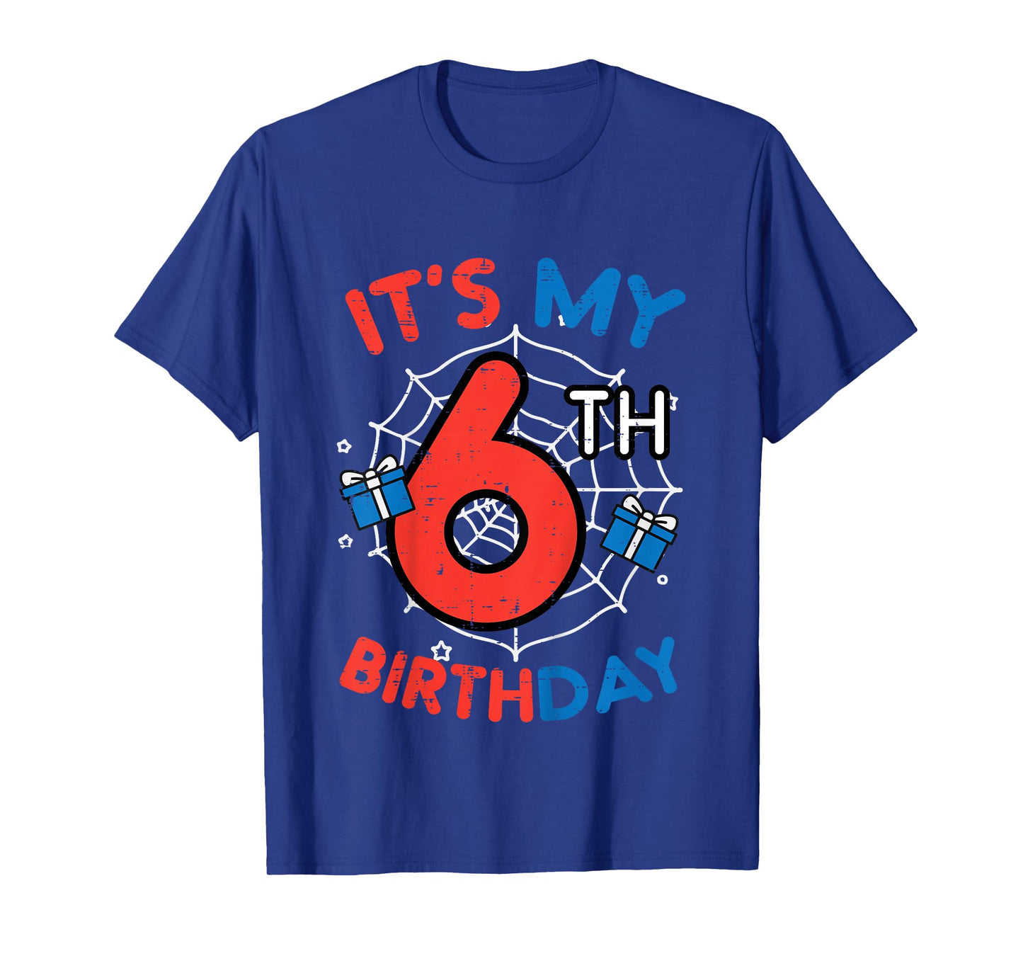 Kids Its My 6th Birthday Spider Web 6 Year Old Bday Boys Kids T-Shirt