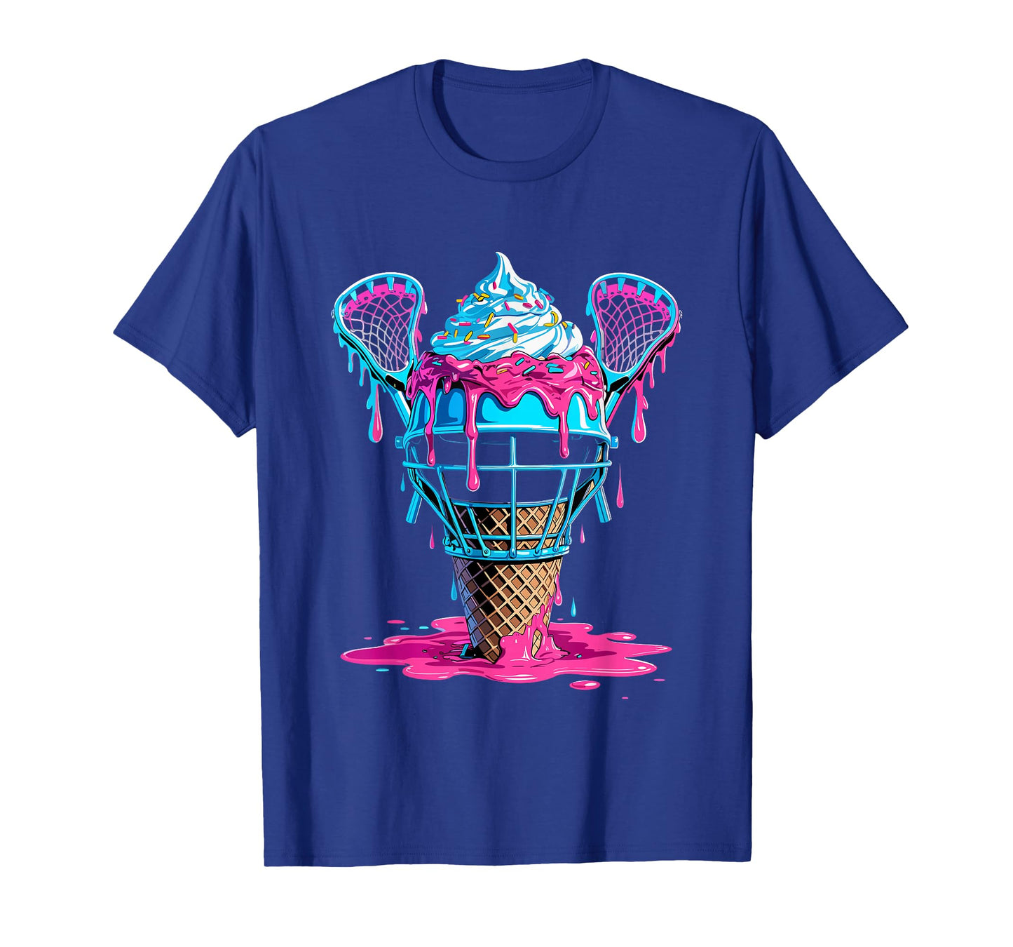 Lacrosse Ice Cream Drip Helmet Sticks Sports Fans Players T-Shirt