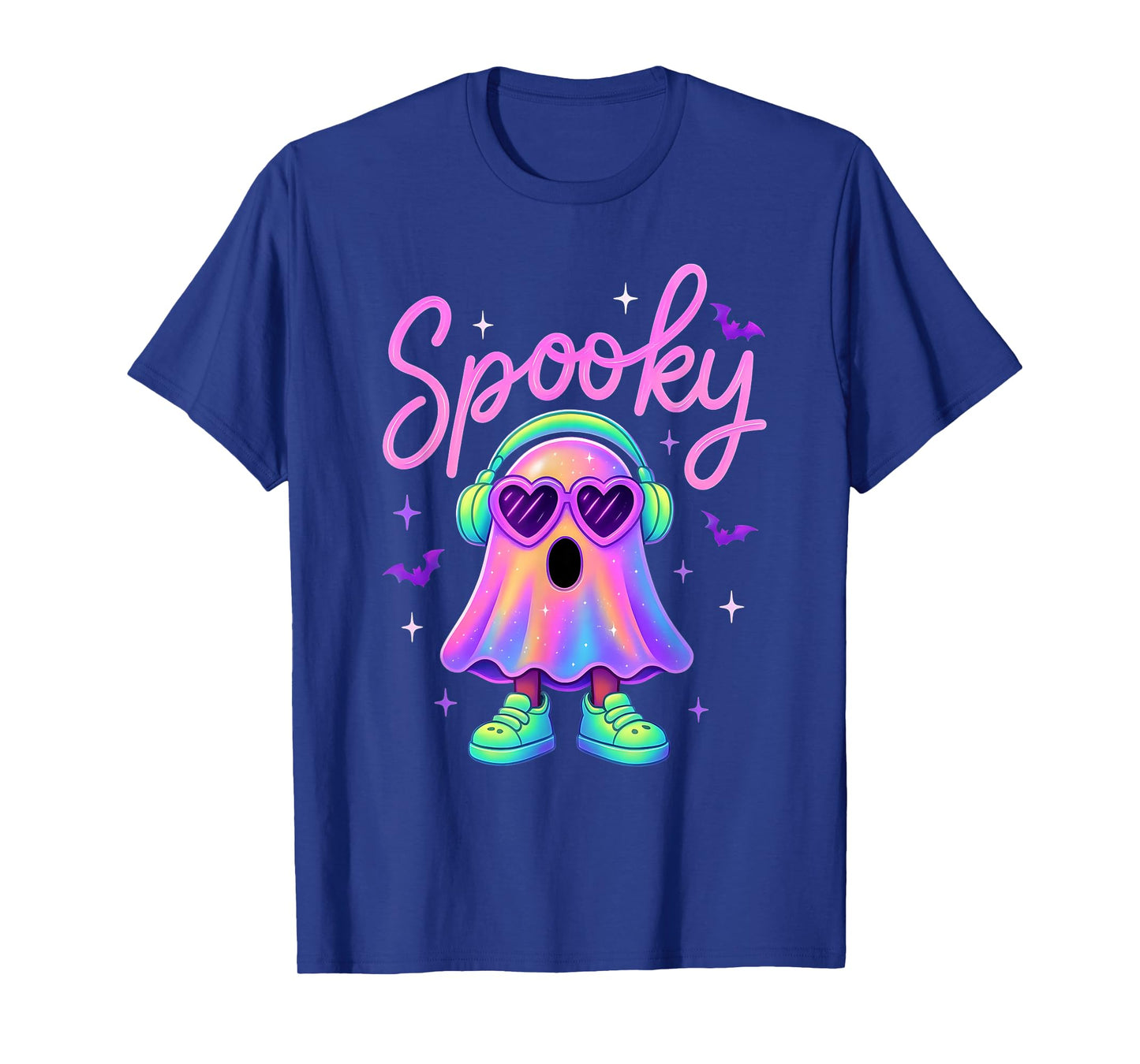 Cute Neon-Style Ghost Halloween Funny Spooky Season T-Shirt