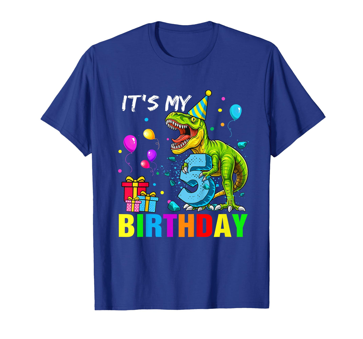 It's My 5th Birthday T-Rex Happy 5 Year Dinosaur Shirt Boys T-Shirt