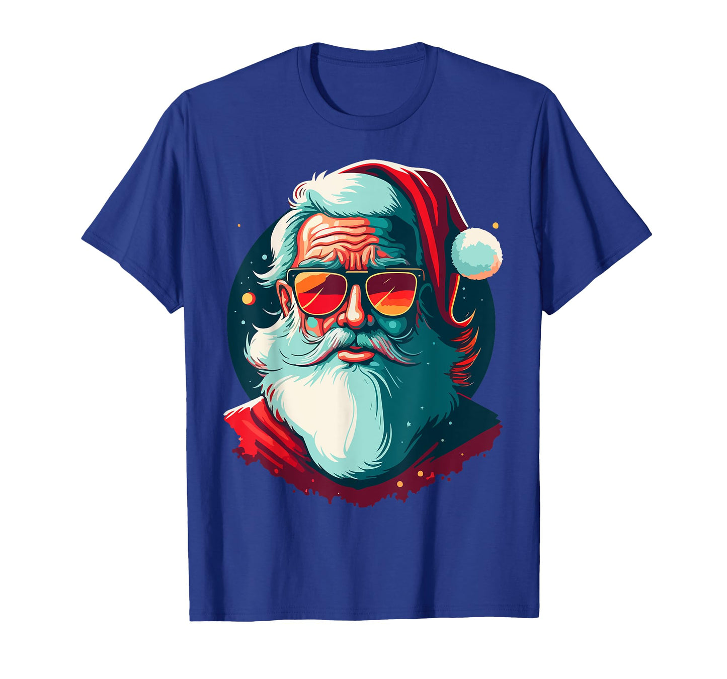 Santa Face Retro Sunglasses Christmas Xmas Men Women T-Shirt