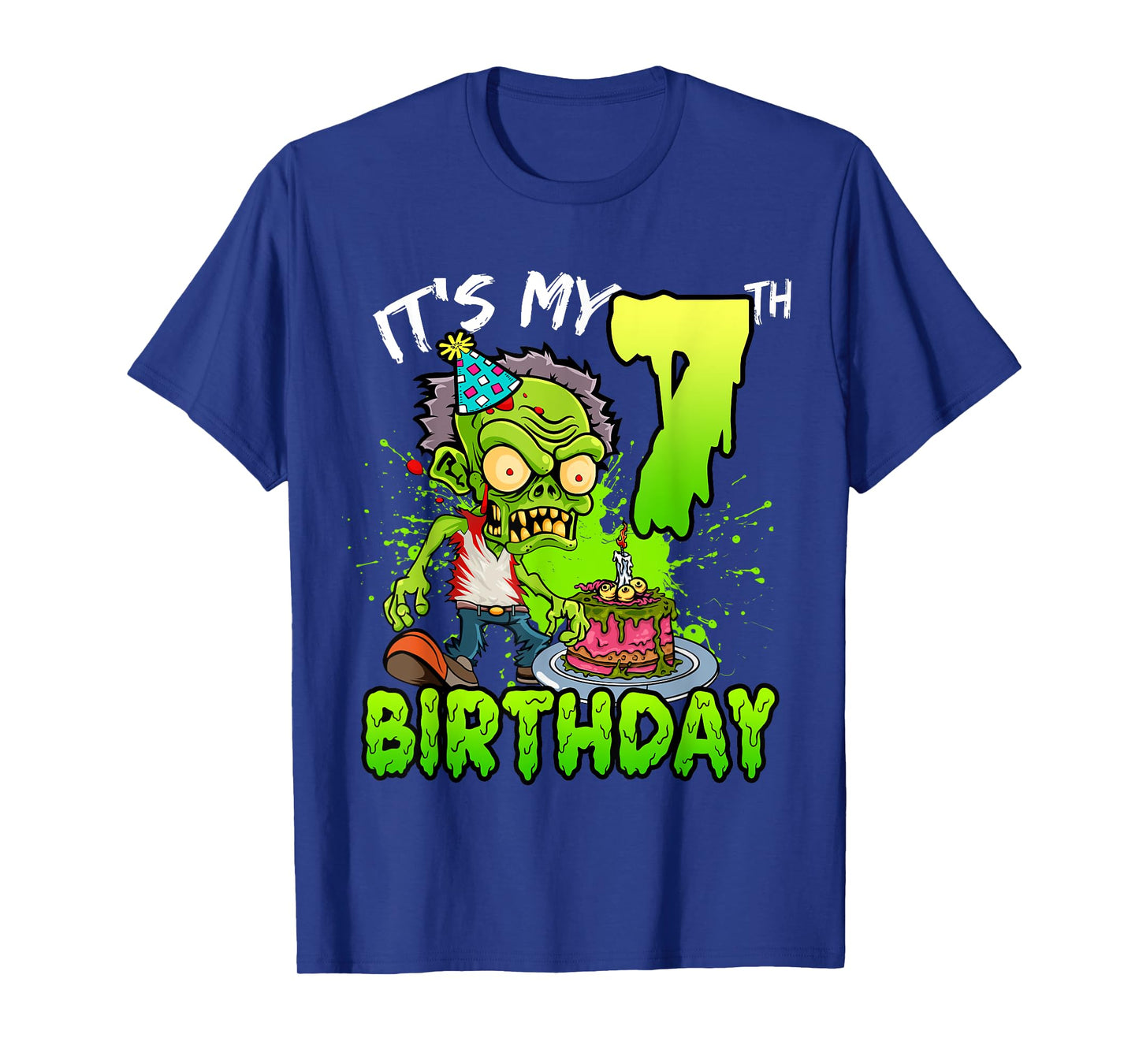 It's My 7th Birthday Zombie Lover 7 Year Old Boys Girls T-Shirt