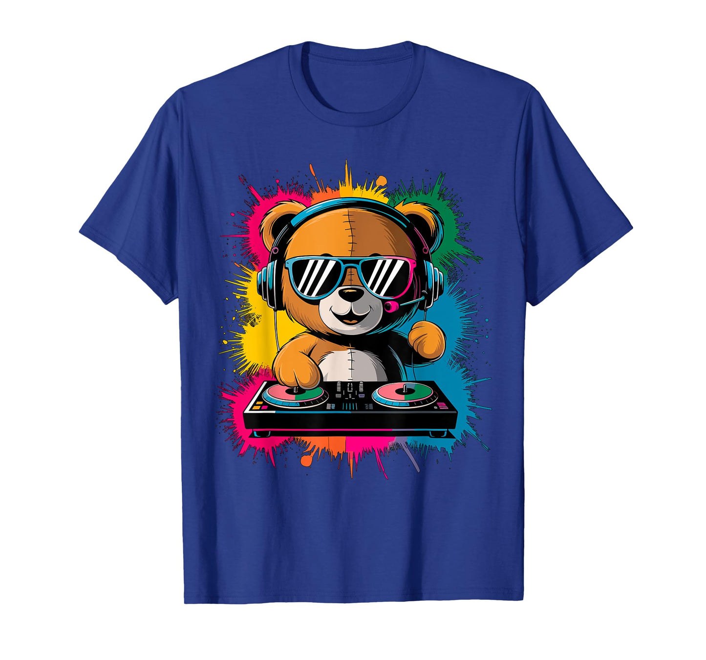 Magical and Funny DJ Gifts Colorful DJ Teddy Bear T-Shirt, Children's Unisex, Black, Small, Short Sleeve, Cotton Blend, Cartoon, Classic Fit, Imported