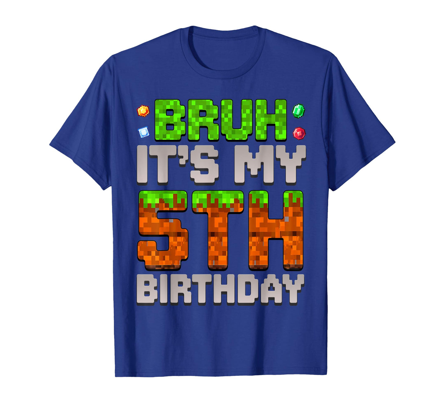 Funny Birthday Boy Bruh It's My 5th Birthday Gamer Pixel T-Shirt