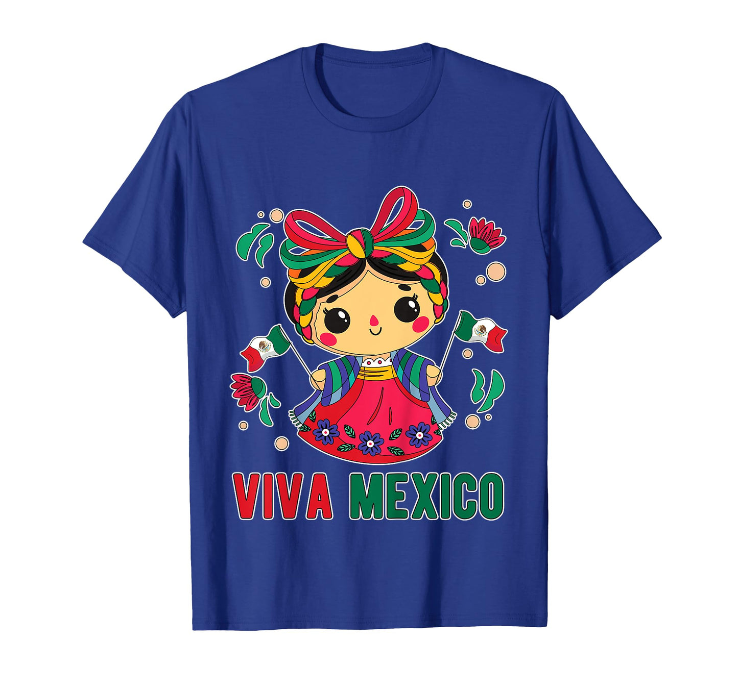 Viva Mexico Toddler Girls Flores Mexican Independence Day T-Shirt