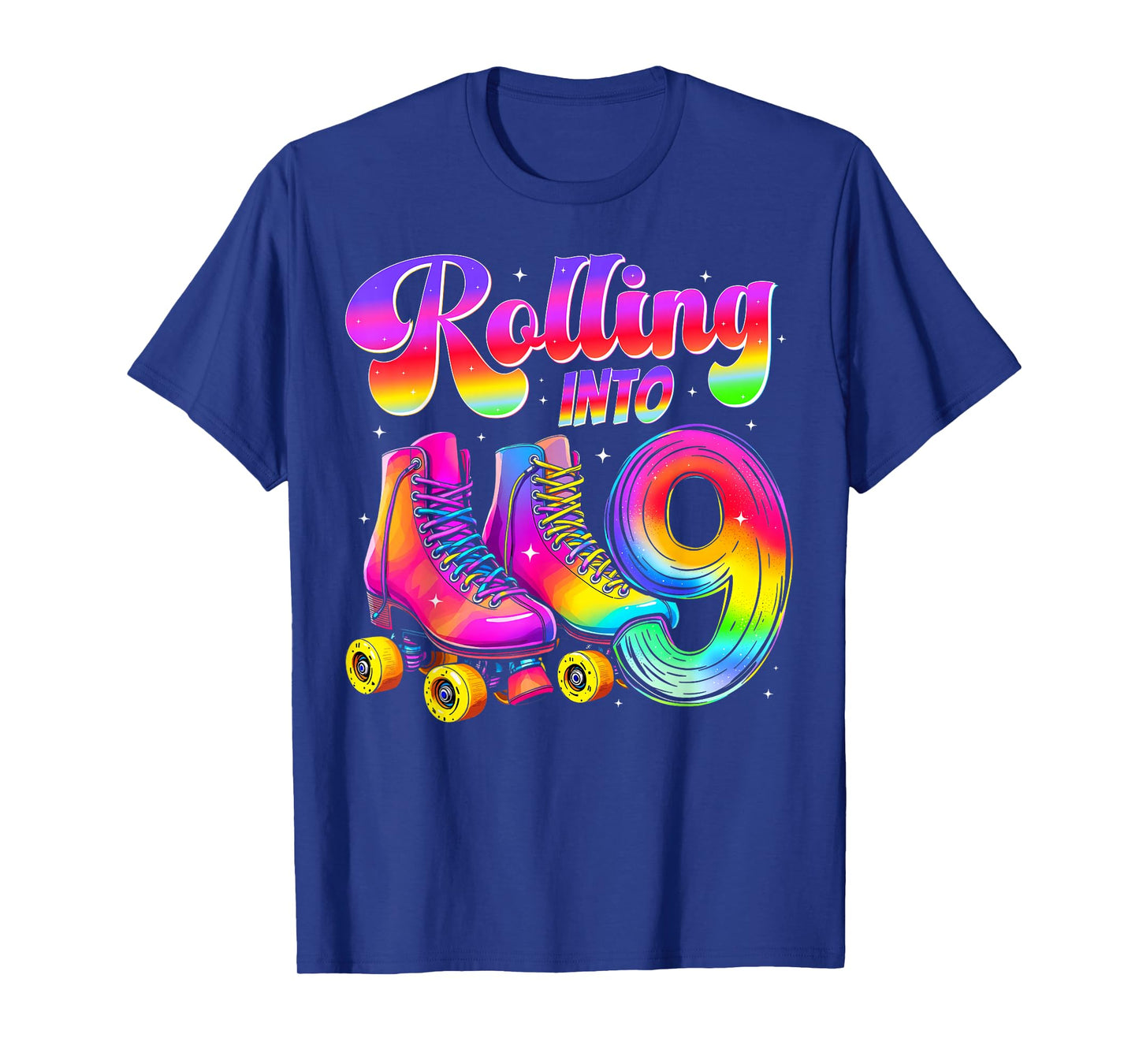 9th Birthday Girl Nine 9 Year Old Roller Skate Skating Party T-Shirt