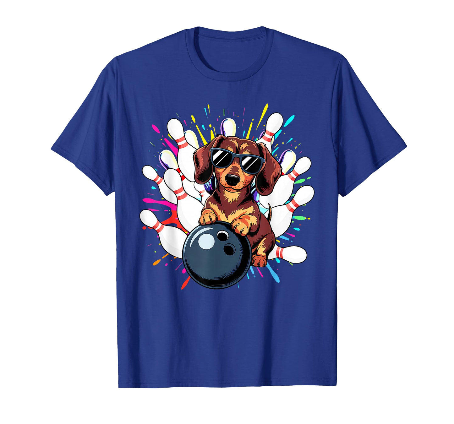 Funny Dog Bowling Dachshund with Sunglasses Playing Bowling T-Shirt