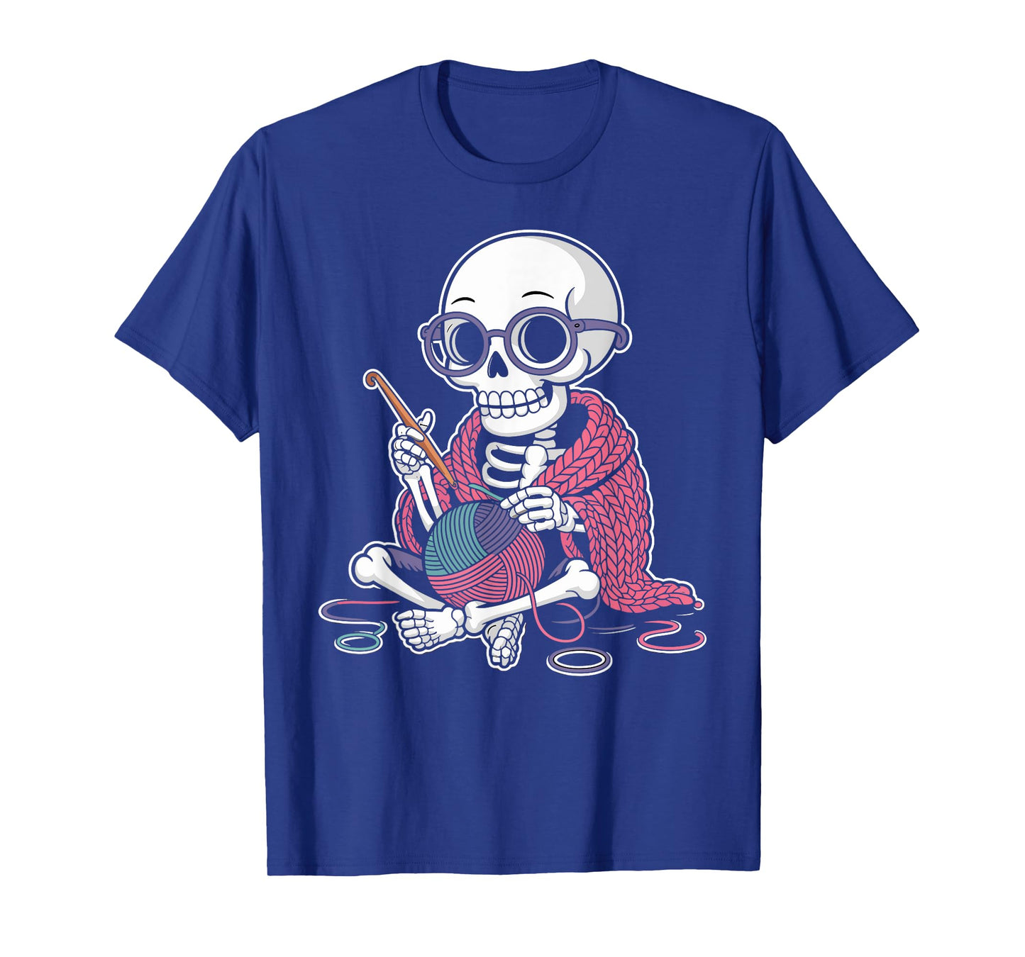 Funny Skeleton Knitting Halloween Yarn Lovers T-Shirt