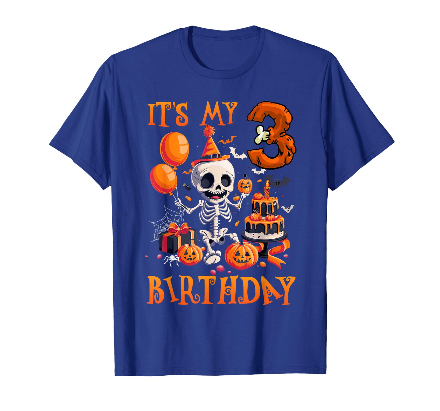 Kids Boo It's My 3rd Birthday Halloween Skeleton 3 Years Old T-Shirt