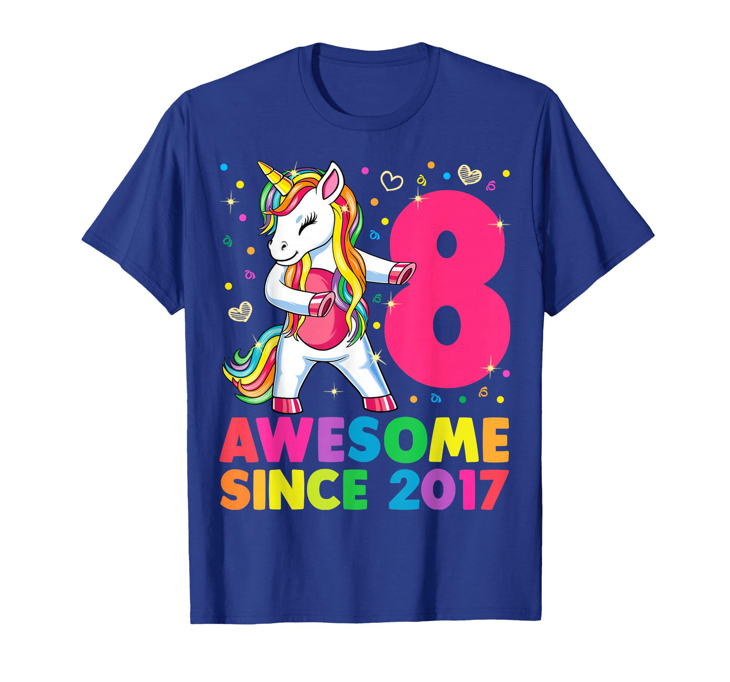 8 Years Old Unicorn Flossing 8th Birthday Girl Unicorn Party T-Shirt