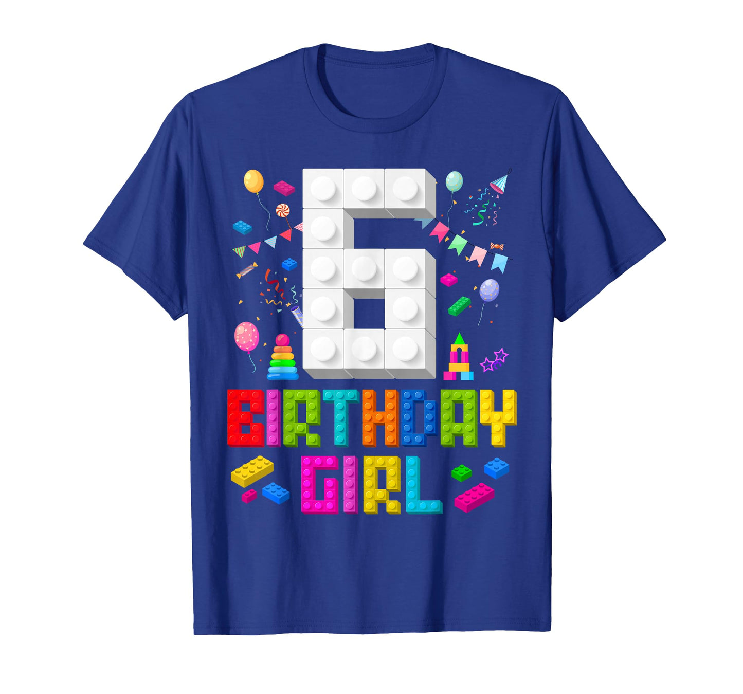 6th Birthday Girl Master Builder 6 Years Old Building Block T-Shirt