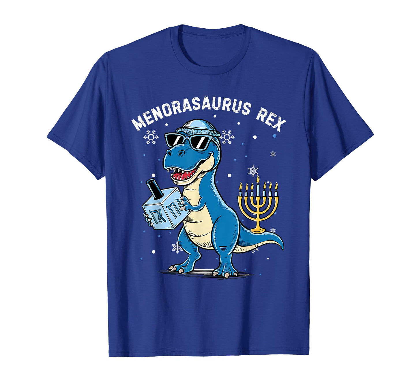 Menorasaurus Rex Hanukkah Funny Dinosaur Menorah Boys Kids T-Shirt