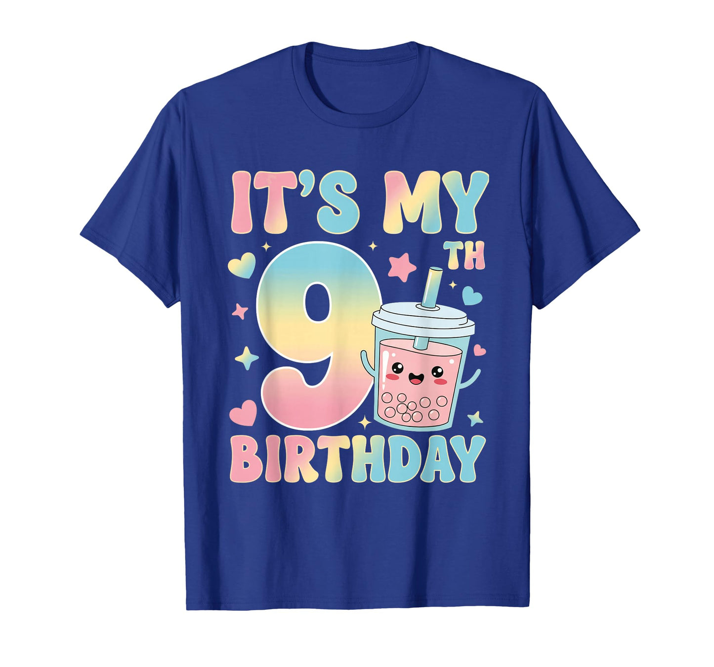 It's My 9th Birthday Bubble Boba Tea Party 9 Year Old Girl T-Shirt