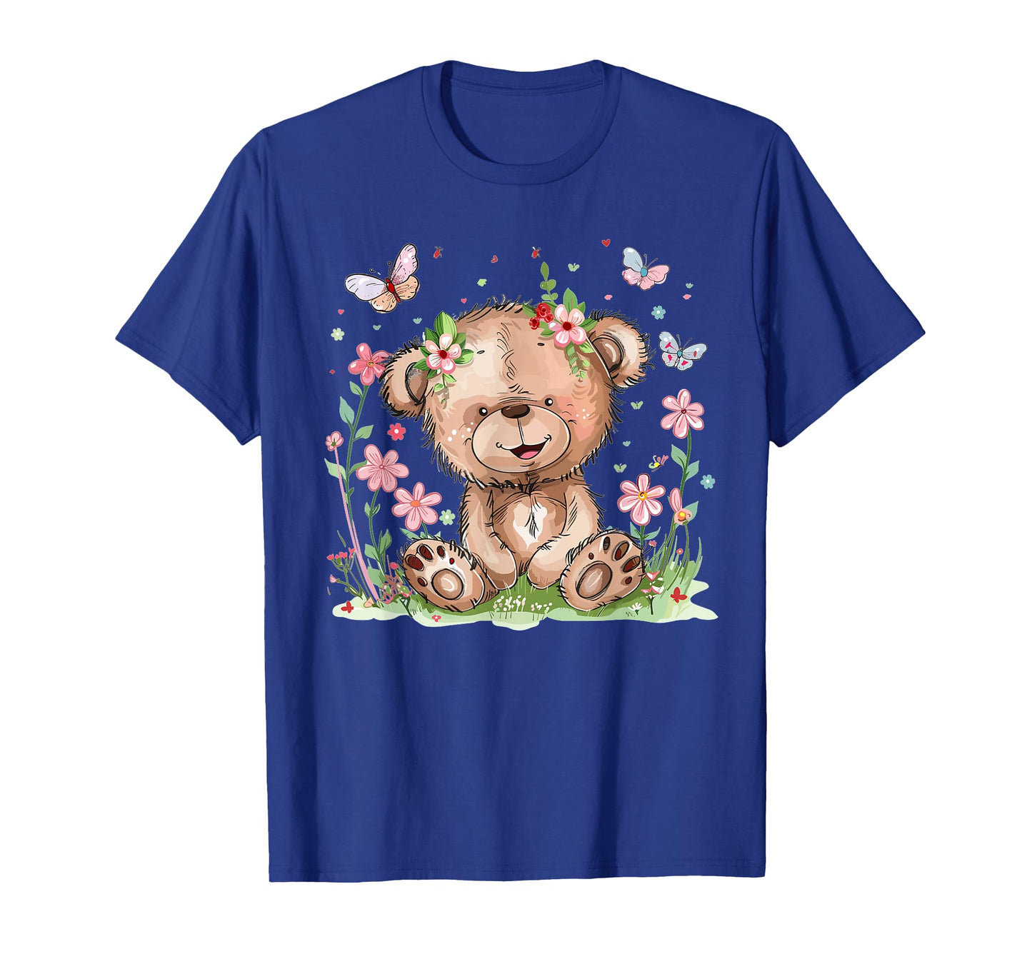 Cute Teddy Bear With Flowers I Kids Teddy T-Shirt