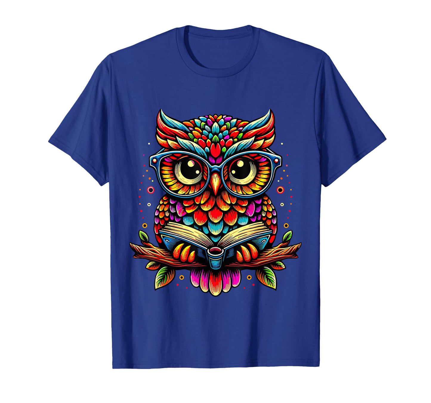 Owl with Glasses and Book Reading T-Shirt