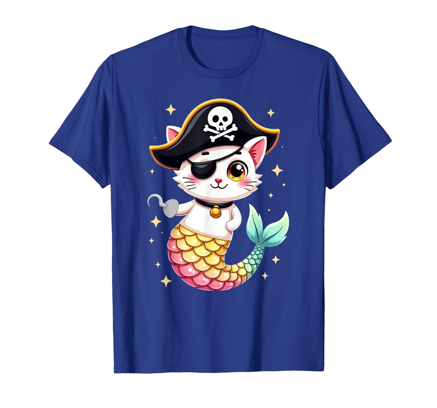Cute Pirate Mermaid Cat Halloween T-Shirt