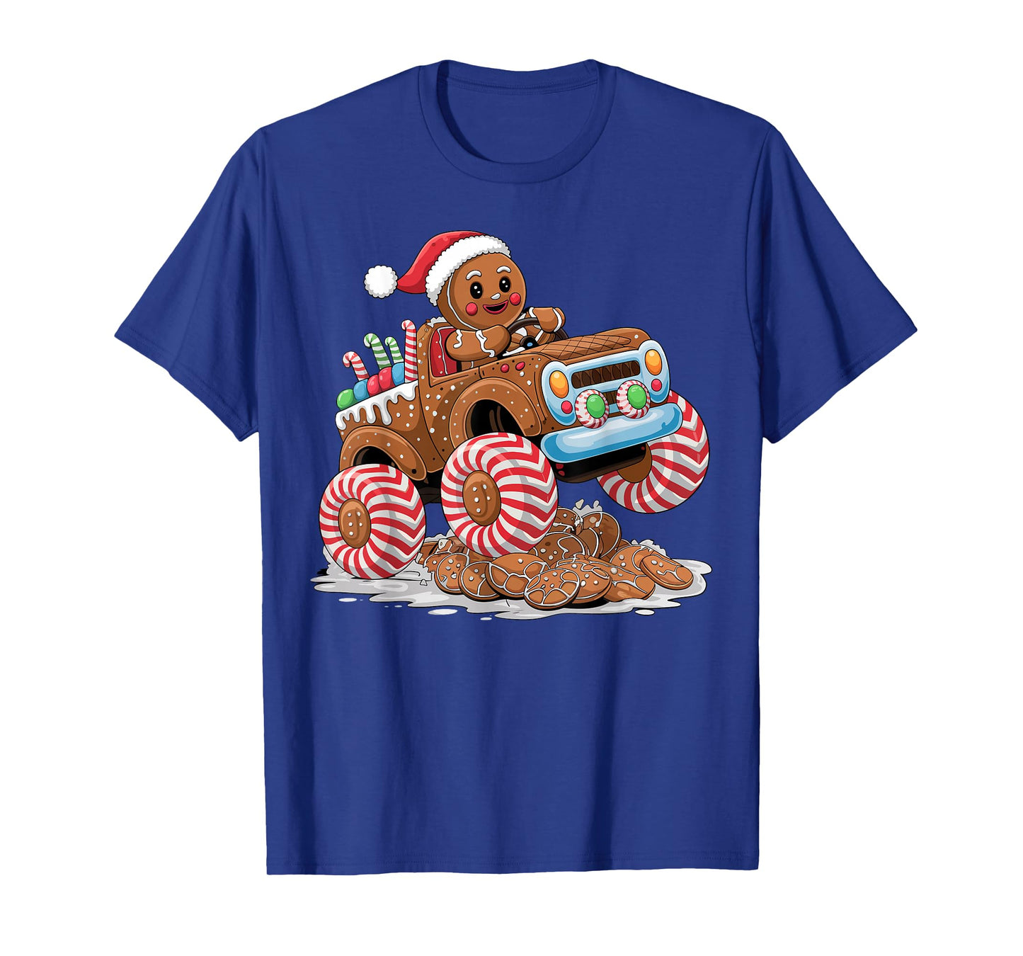 Monster Truck Gingerbread Man Funny Christmas Baking T-Shirt