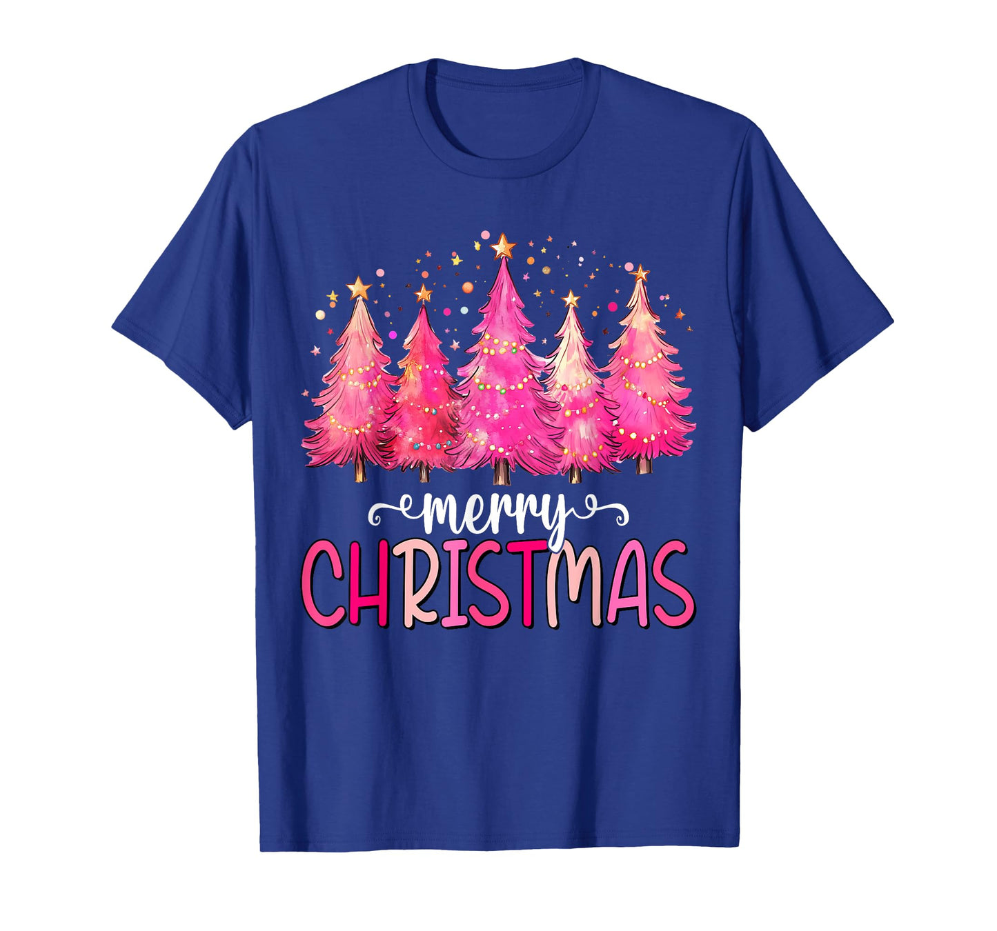 Merry and Bright Pink Christmas Tree Pink Christmas Tree T-Shirt
