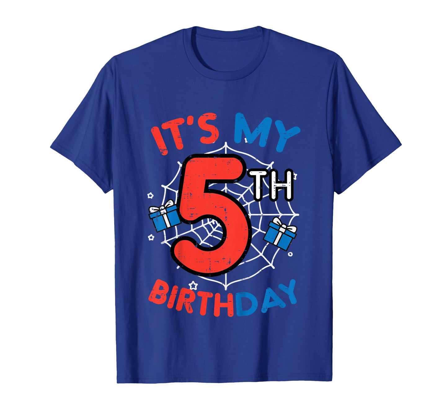 Its My 5th Birthday Spider Web 5 Year Old Bday Boys Kids T-Shirt