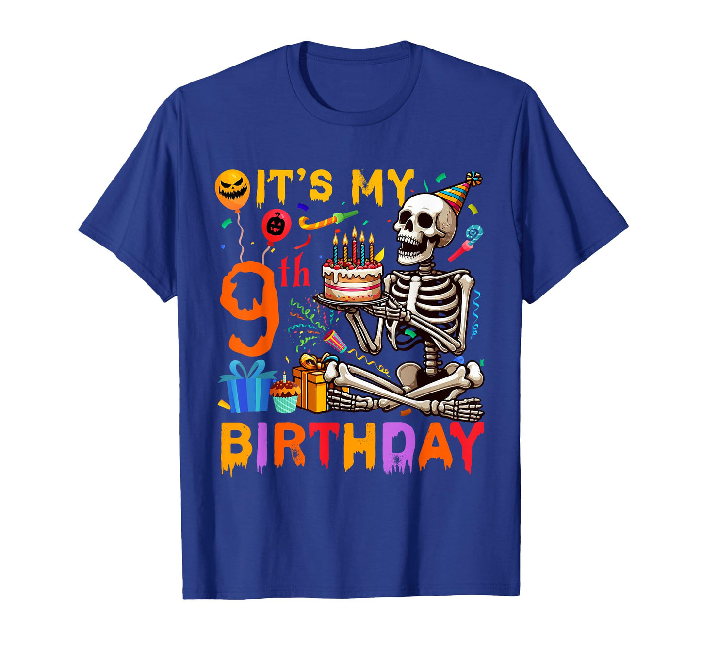 It's My 9th Birthday Halloween Skeleton Matching Party T-Shirt