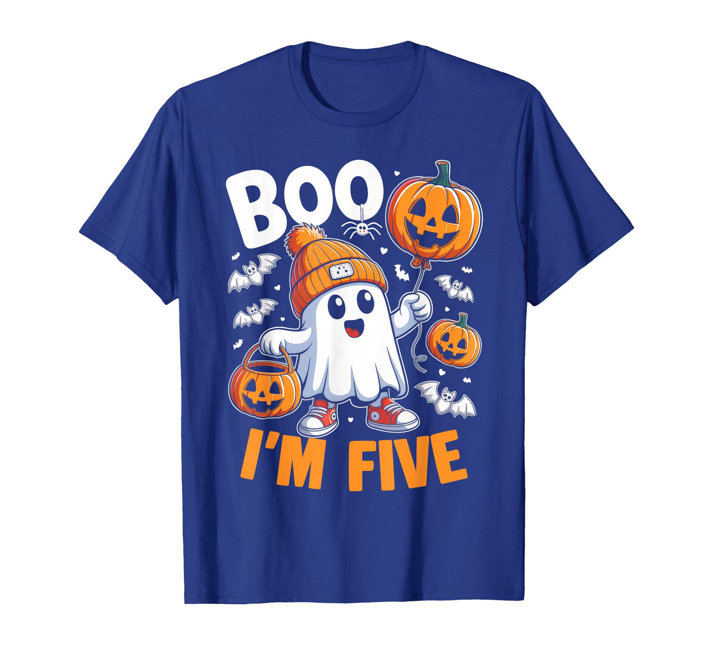 Boo I'm Five Ghost 5th Birthday Halloween Boy Kids Groovy T-Shirt