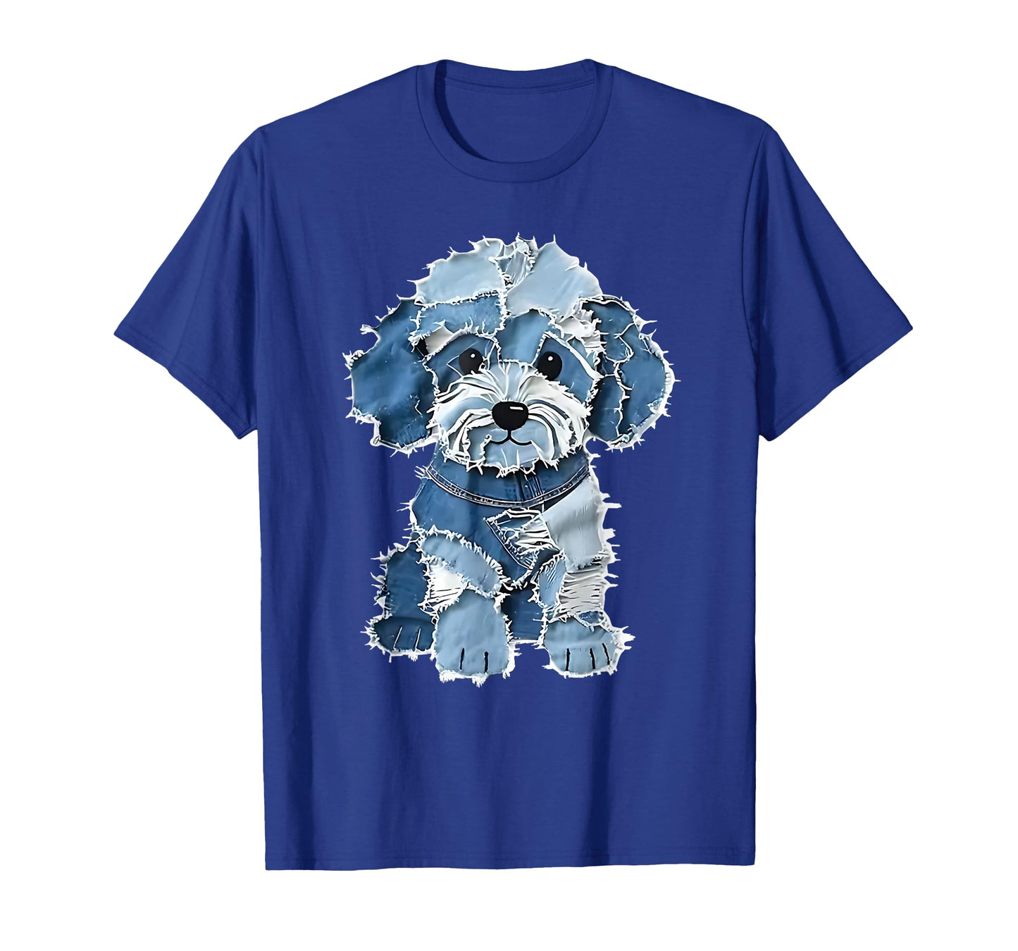Retro Denim Dog Patch, Funny Shabby Blue Jean Puppy Women T-Shirt