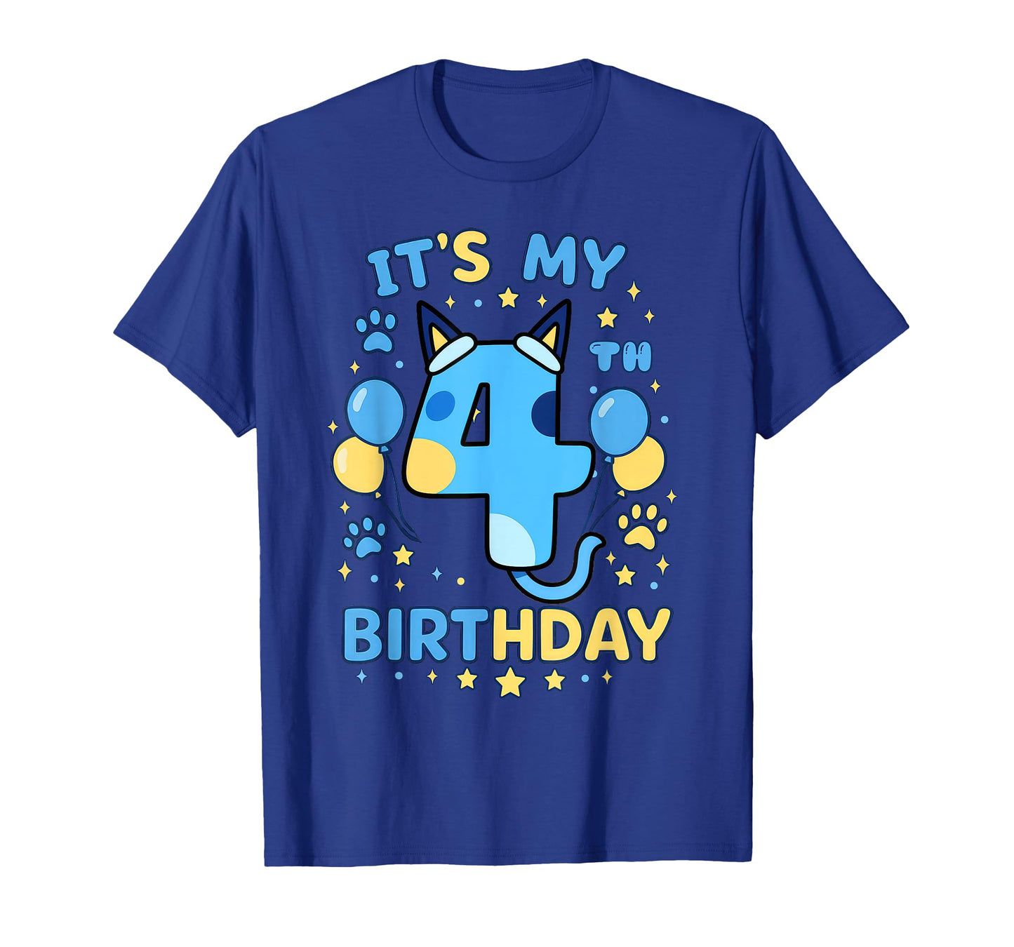 Blue Dog 4th Birthday Boy Theme Party Four Cool 4 Year Old T-Shirt