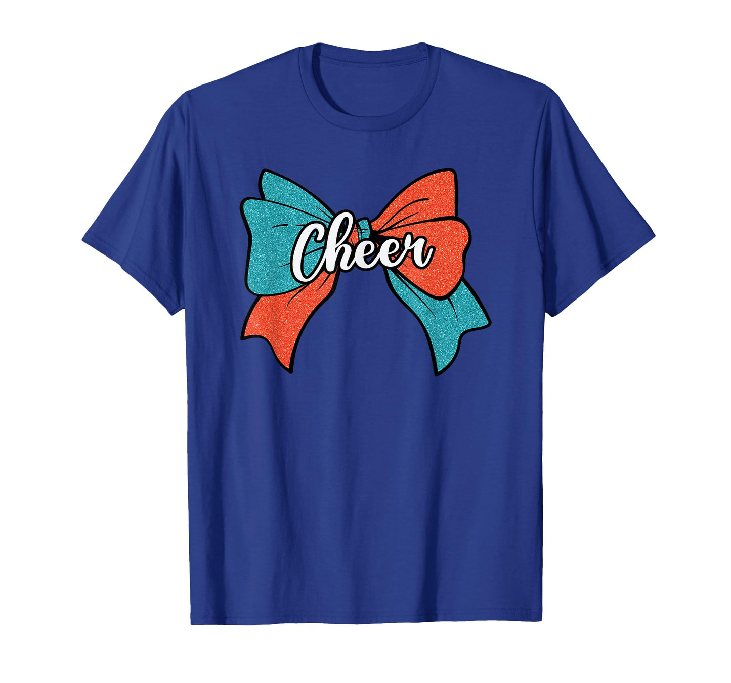 Cheer Coquette Bow Teal Blue Orange Cheerleader Cheerleading T-Shirt