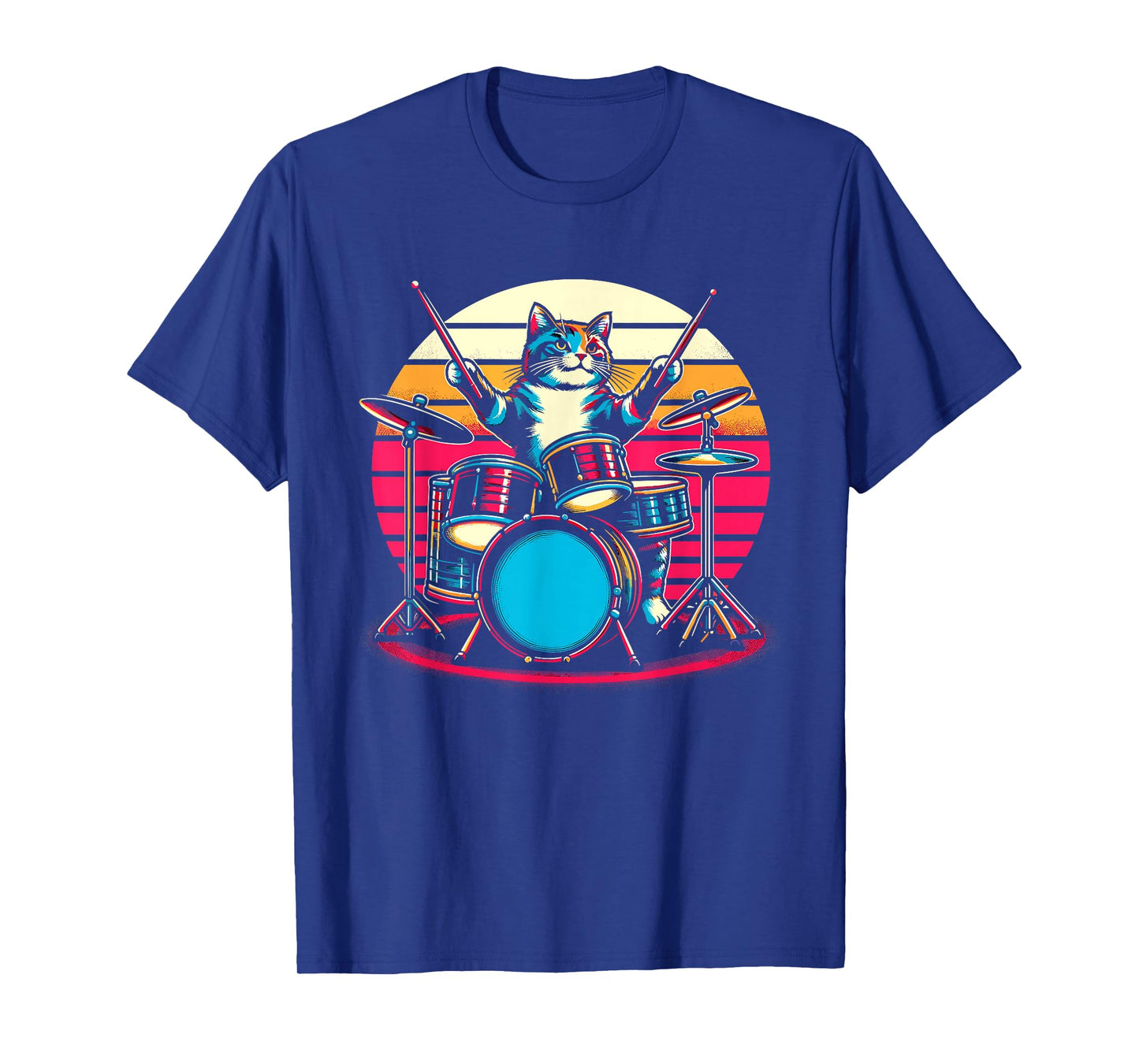Cat Playing Drums Drummer Novelty Music Lover Funny Drummer T-Shirt