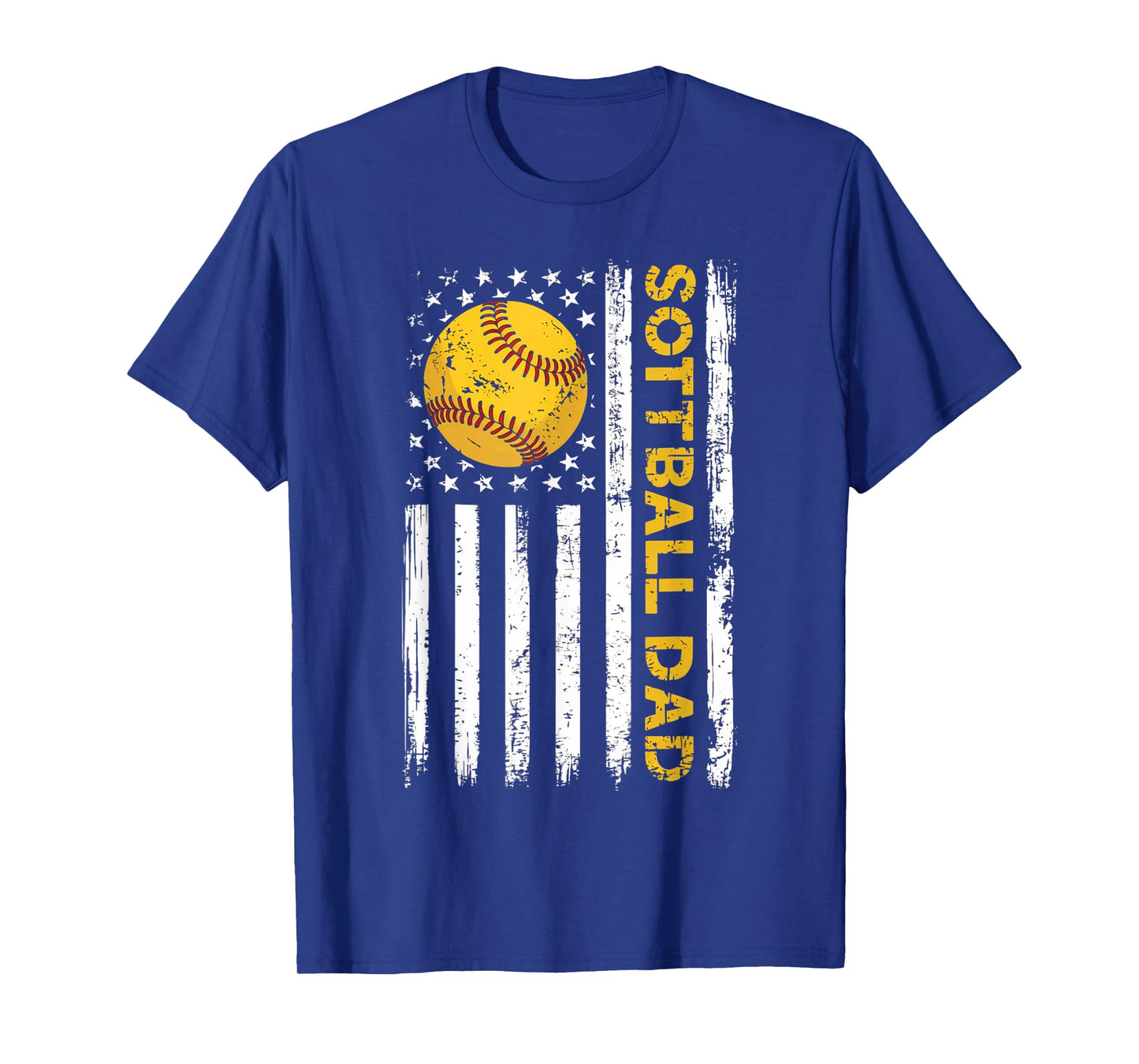 Softball Dad Usa American Flag Patriotic Dad Father's Day T-Shirt