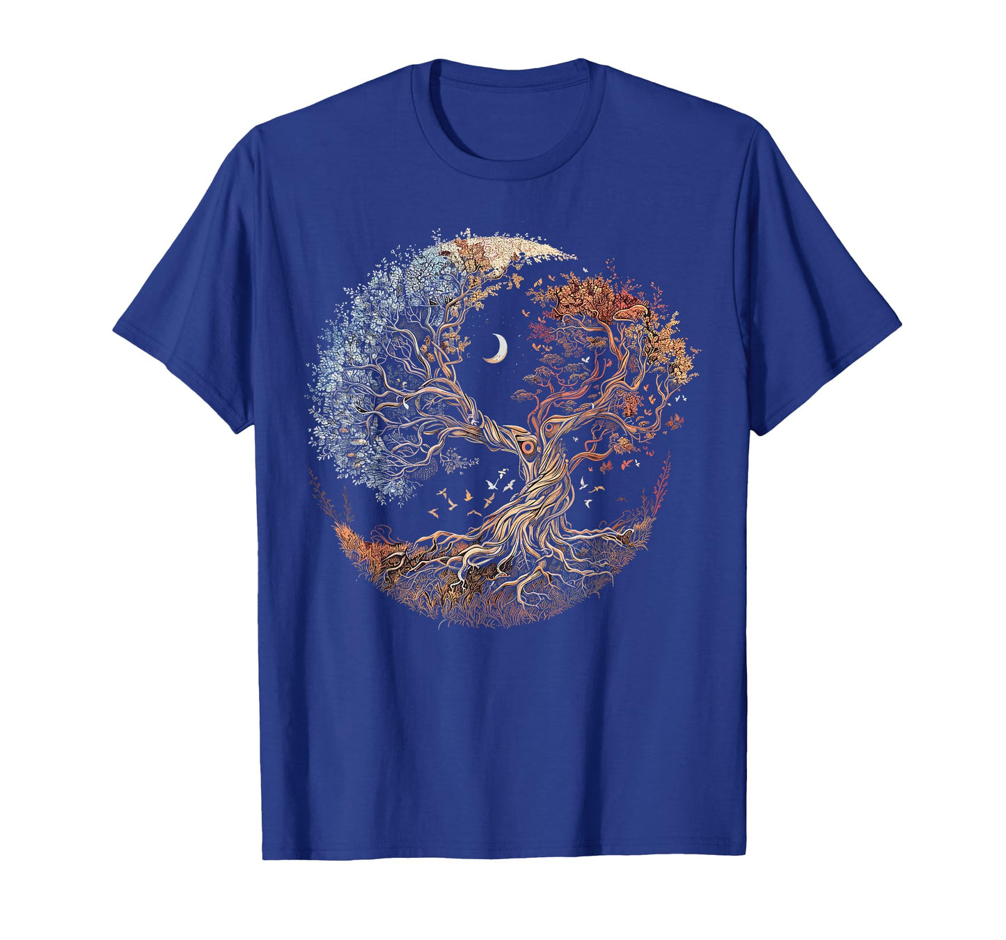 Tree Of Life Roots Nature Lover Crescent Moon Stars Graphic T-Shirt