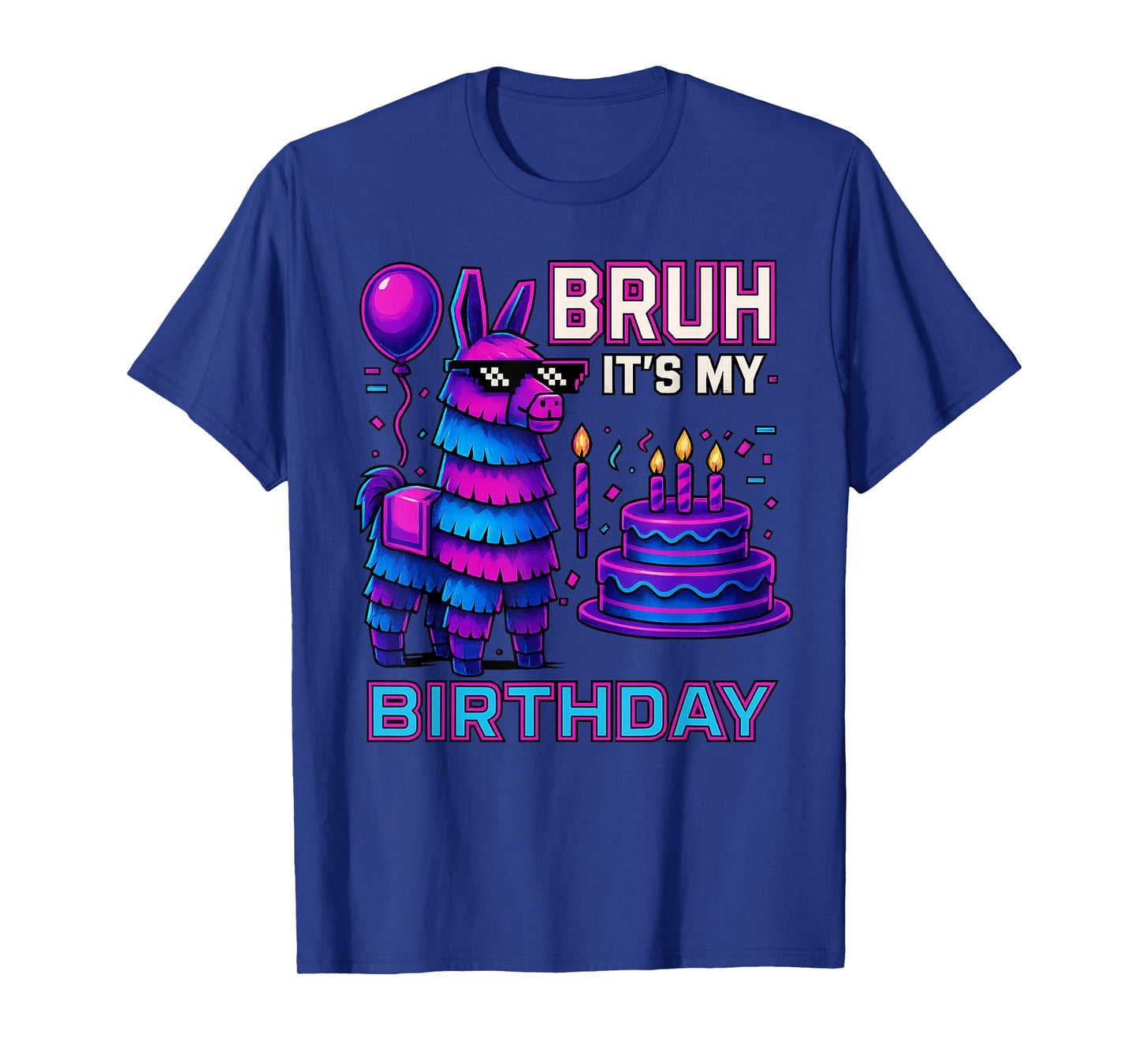 Bruh It’s My Birthday Funny Llama Pinata bday boy kids party T-Shirt