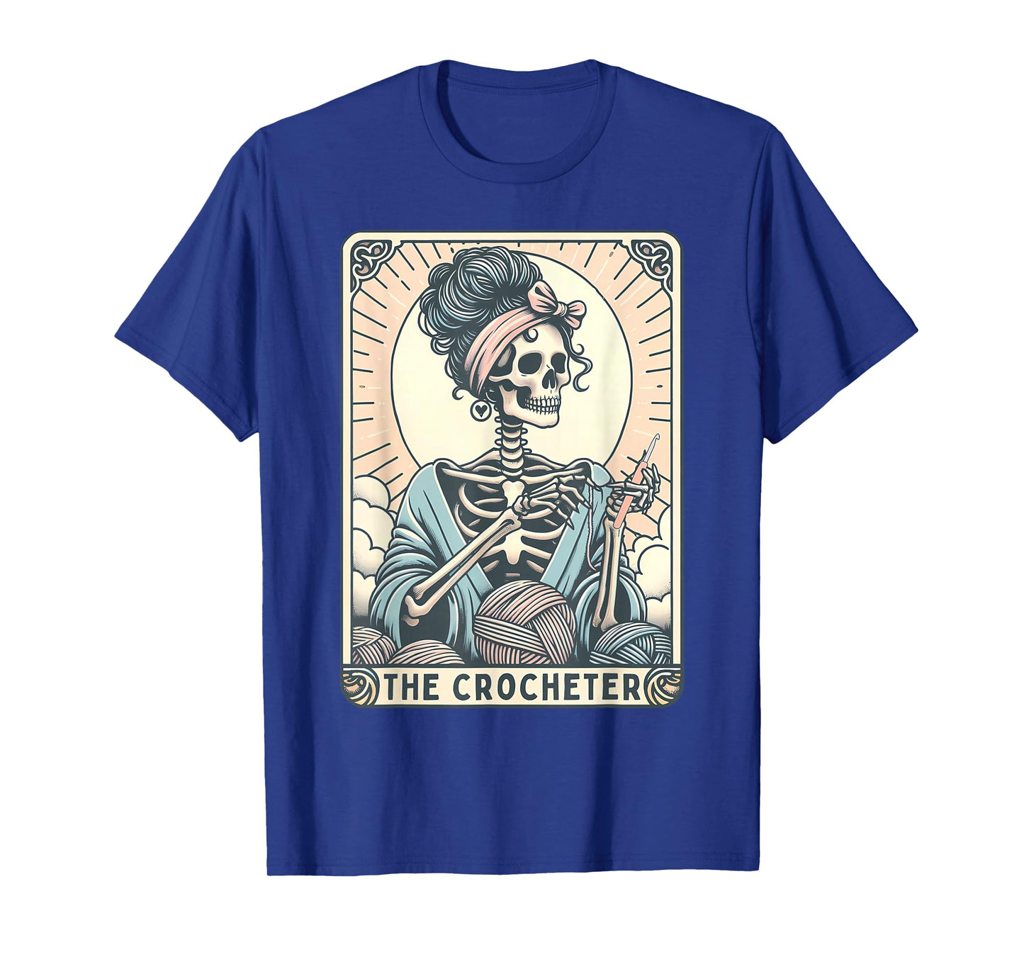 Skeleton The Crocheter Mom Tarot Card Knitter Crochet Lover T-Shirt