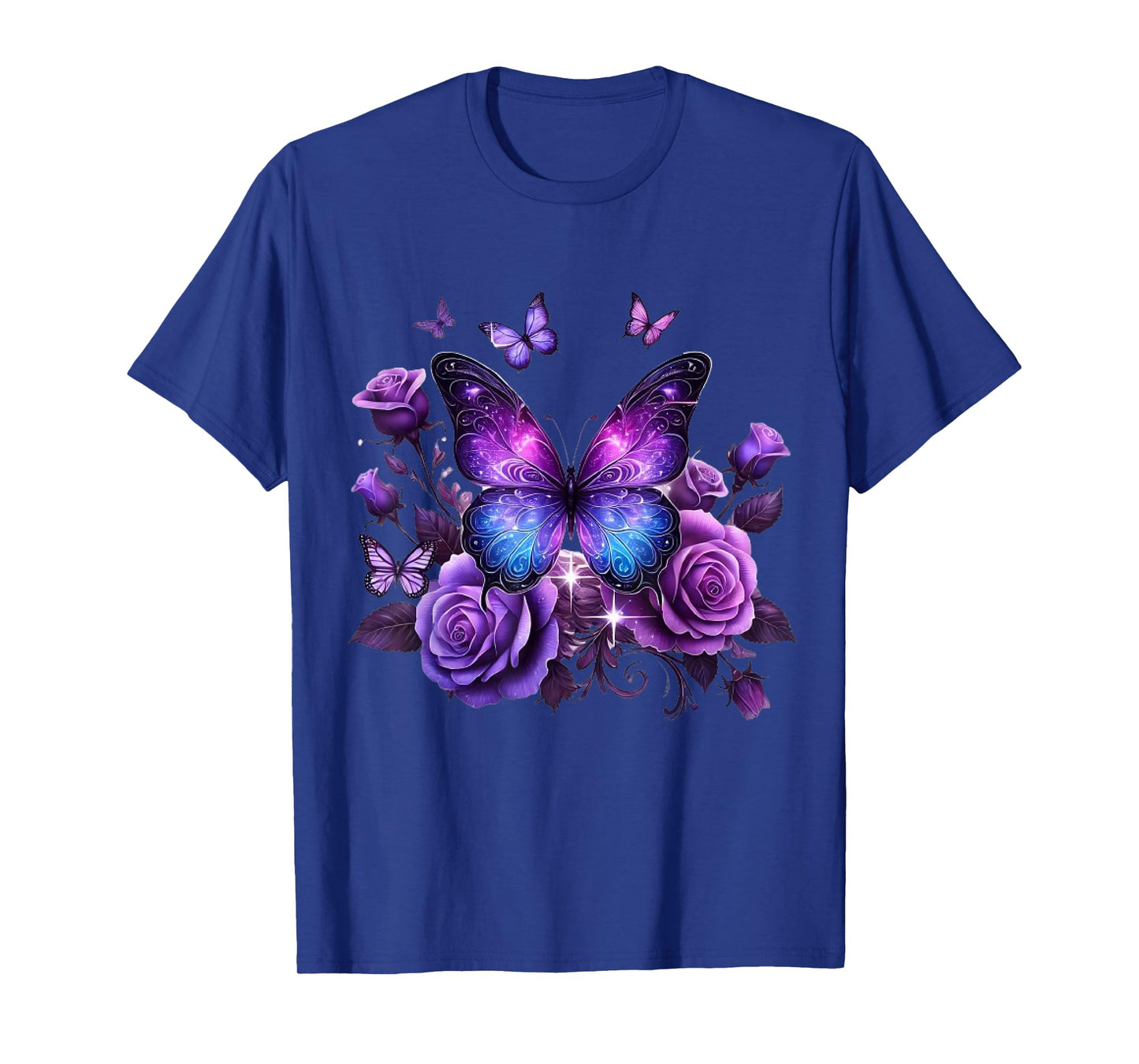 Beautiful Butterfly Purple Rose Butterfly Lovers Gifts Women T-Shirt
