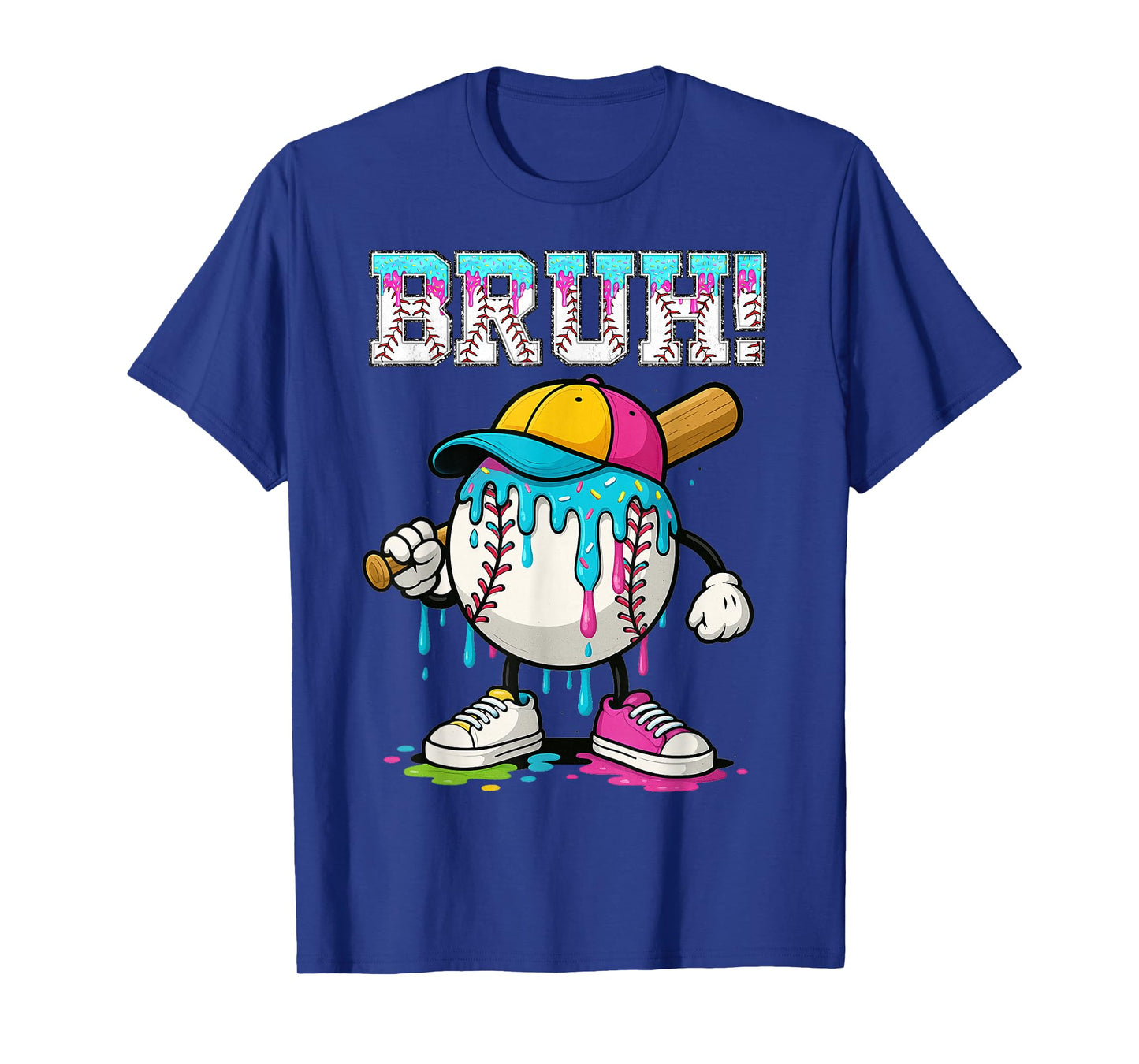 Baseball Drip Boys Bruh Ice Cream Bruh Meme For Son Grandson T-Shirt
