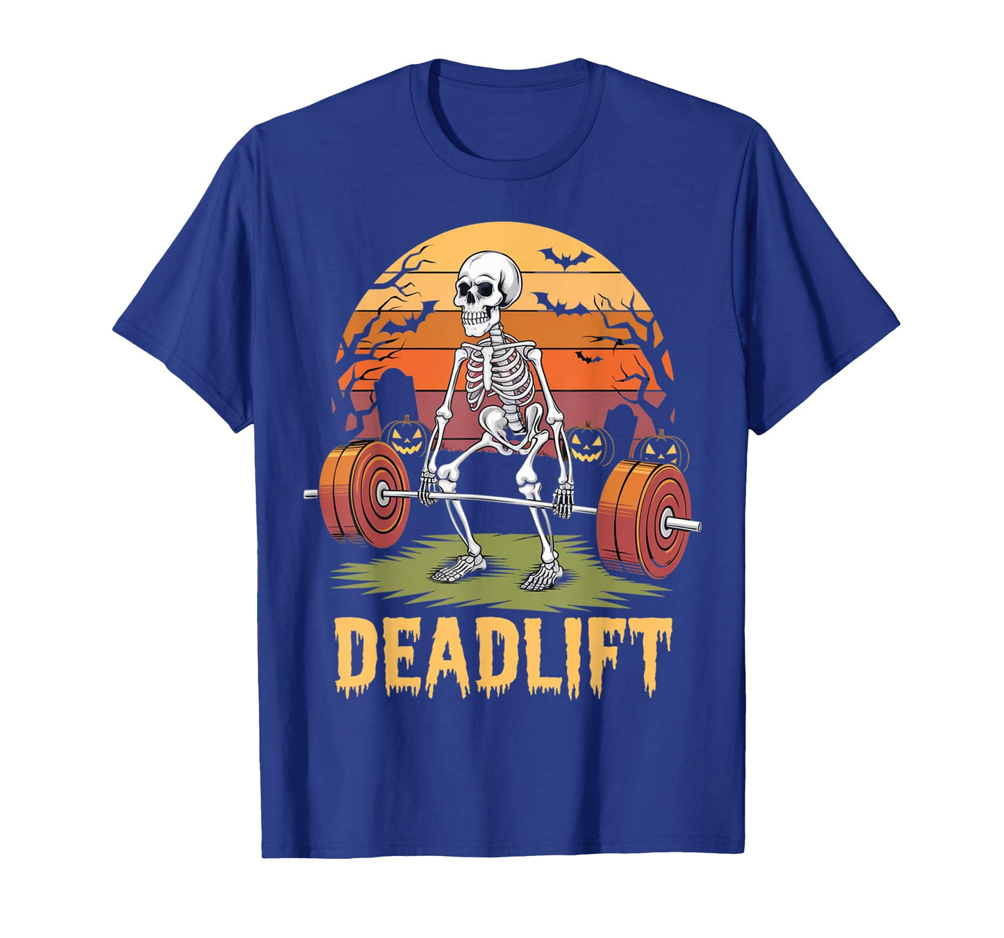 Halloween Deadlift Skeleton Gym Workout Weight Lifting T-Shirt