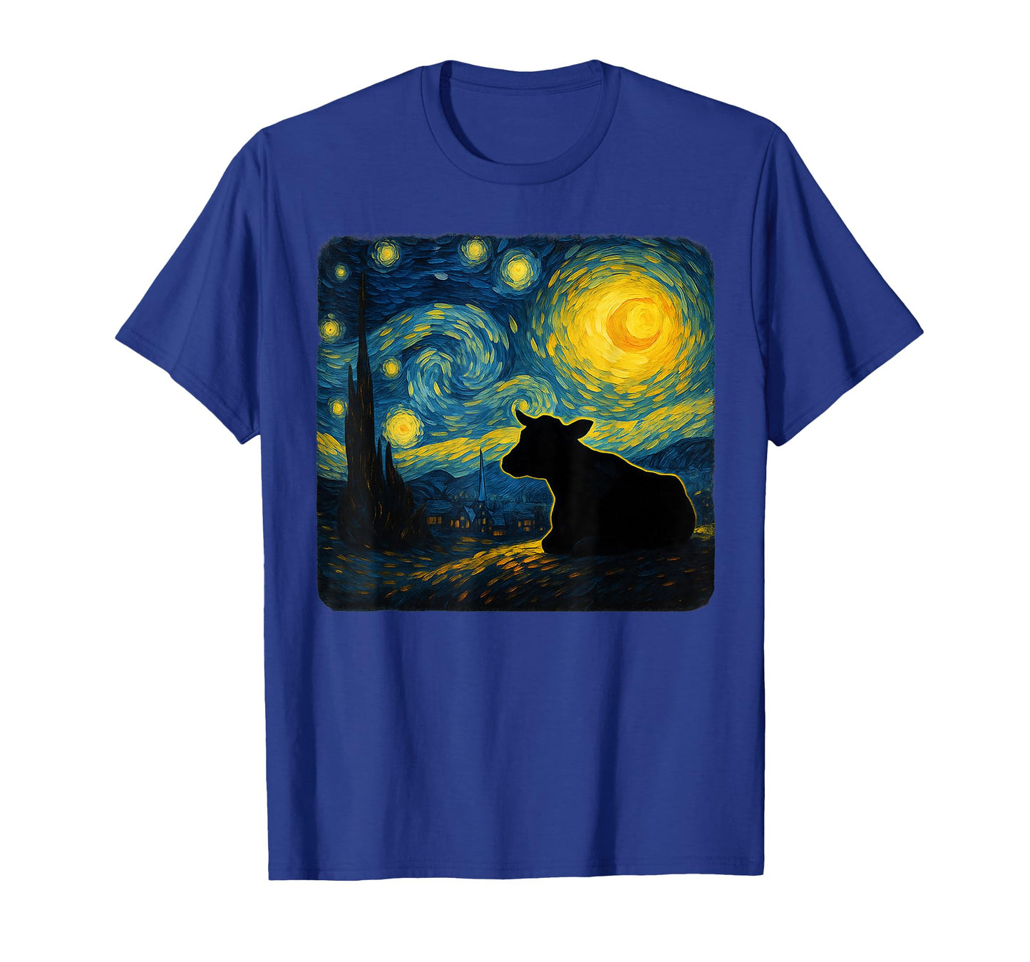 Starry Night Van Gogh Farmer Farm Cow Funny Graphic T-Shirt