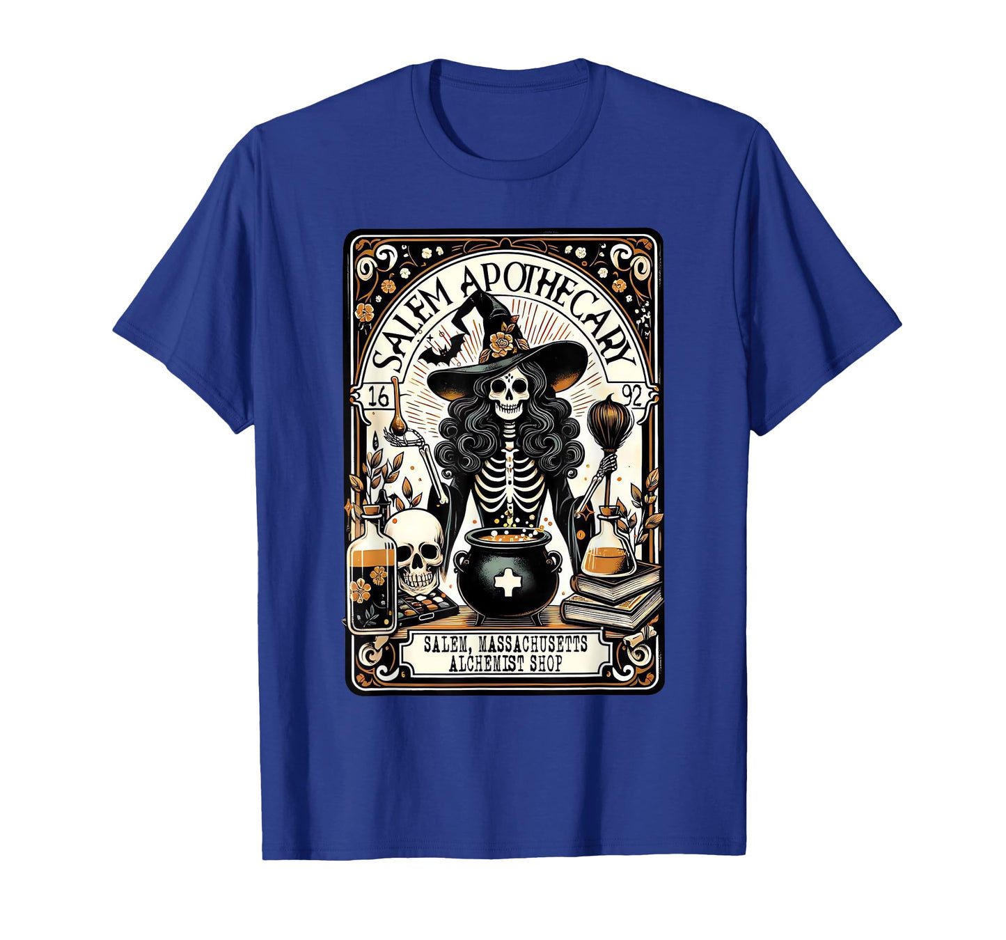 Vintage Salem Apothecary Skeleton Witch Spooky Halloween T-Shirt